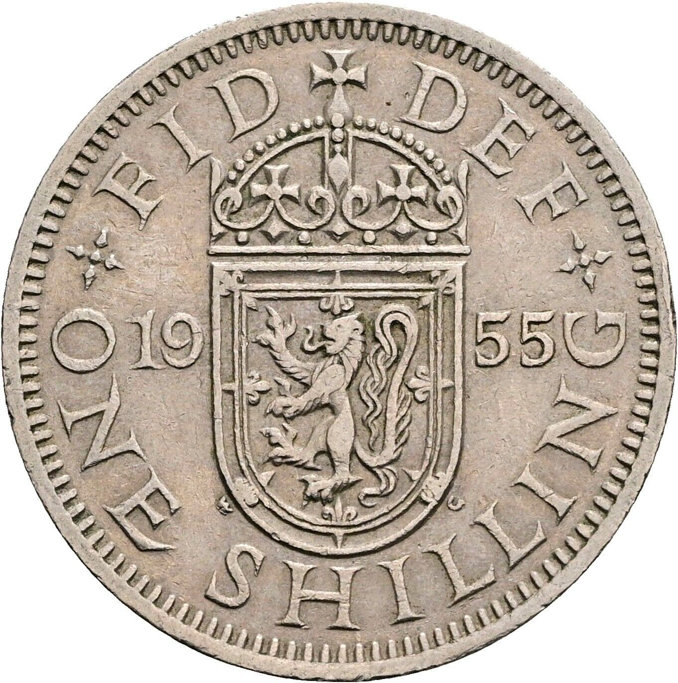 1 Shilling Elisabeth II. 1952-2022 1955 – Rückseite