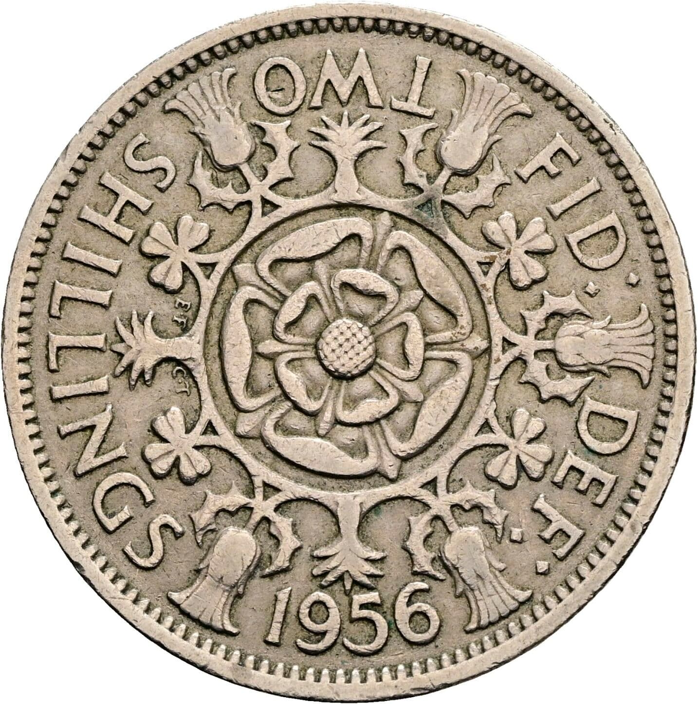 2 Shillings Elisabeth II. 1952-2022 1956 – Rückseite