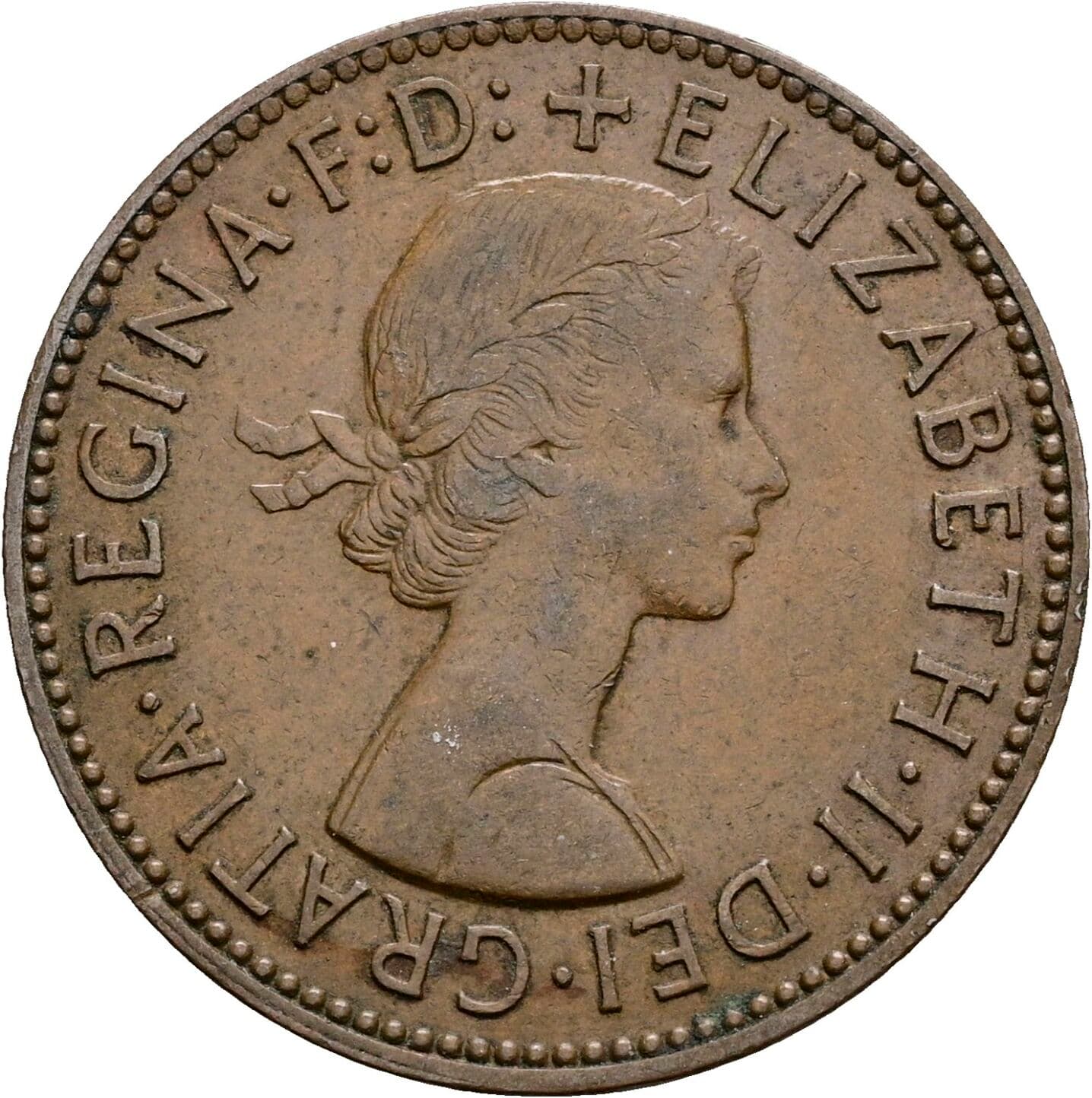 Half Penny Elisabeth II. 1952-2022 1958 – Vorderseite