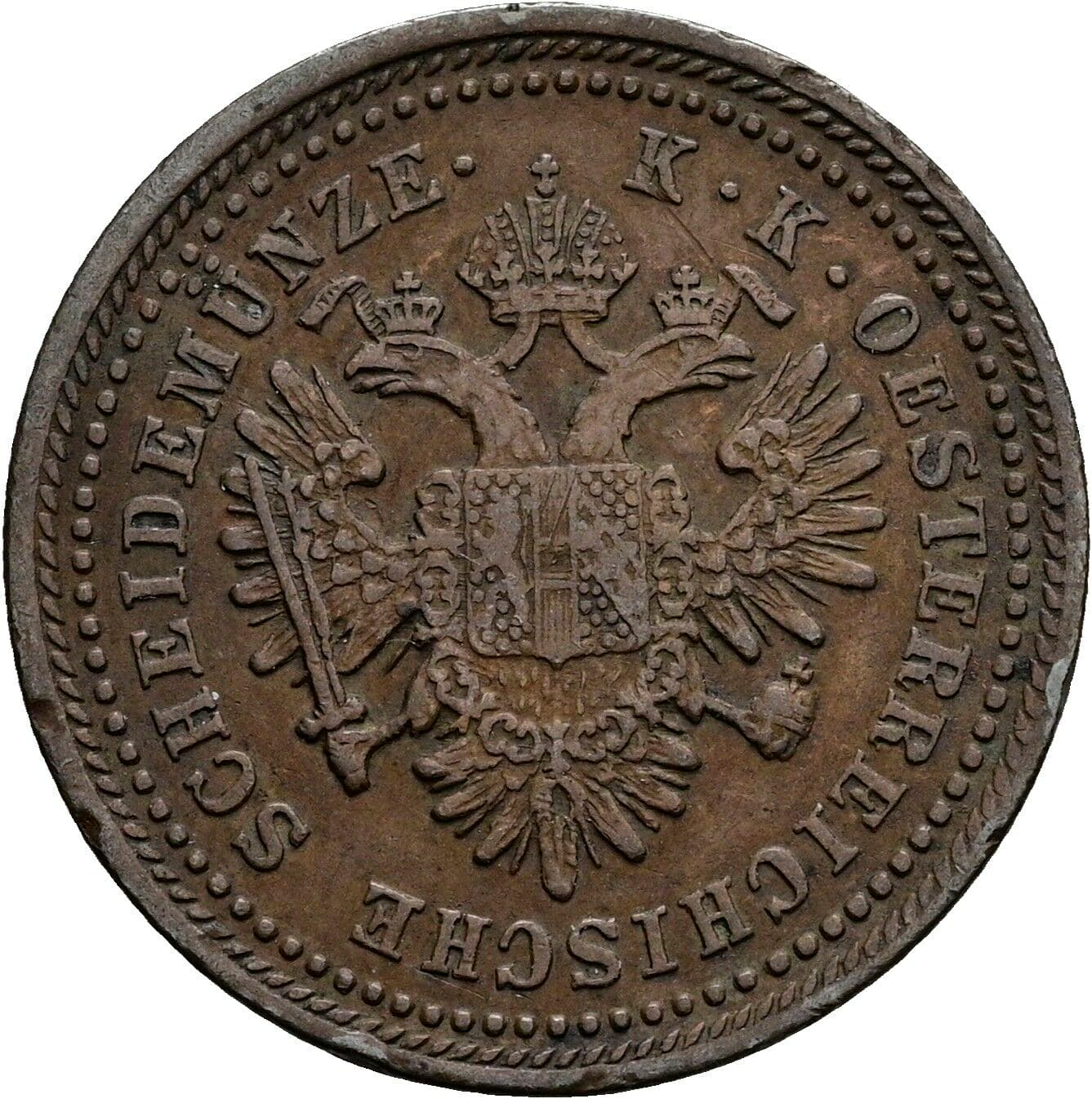 1 Kreuzer Franz Joseph I. 1848-1916 1851 A, Wien – Rückseite