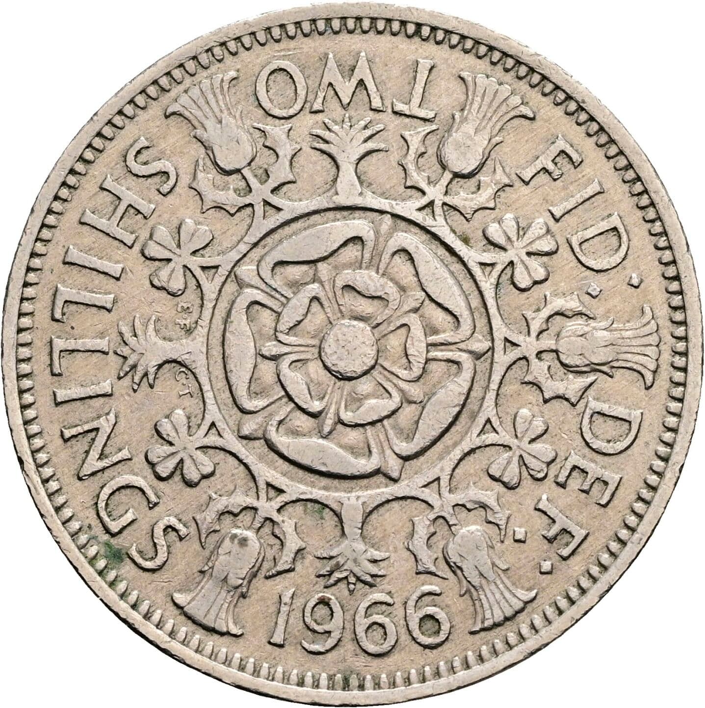 2 Shillings Elisabeth II. 1952-2022 1966 – Rückseite