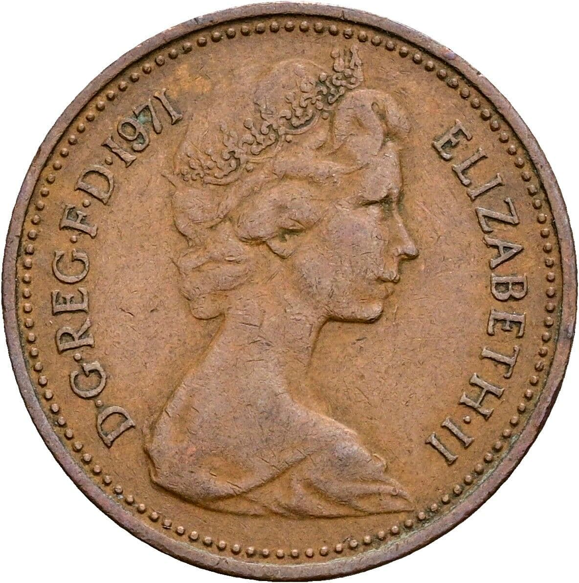 1 New Penny Elisabeth II. 1952-2022 1971 – Vorderseite