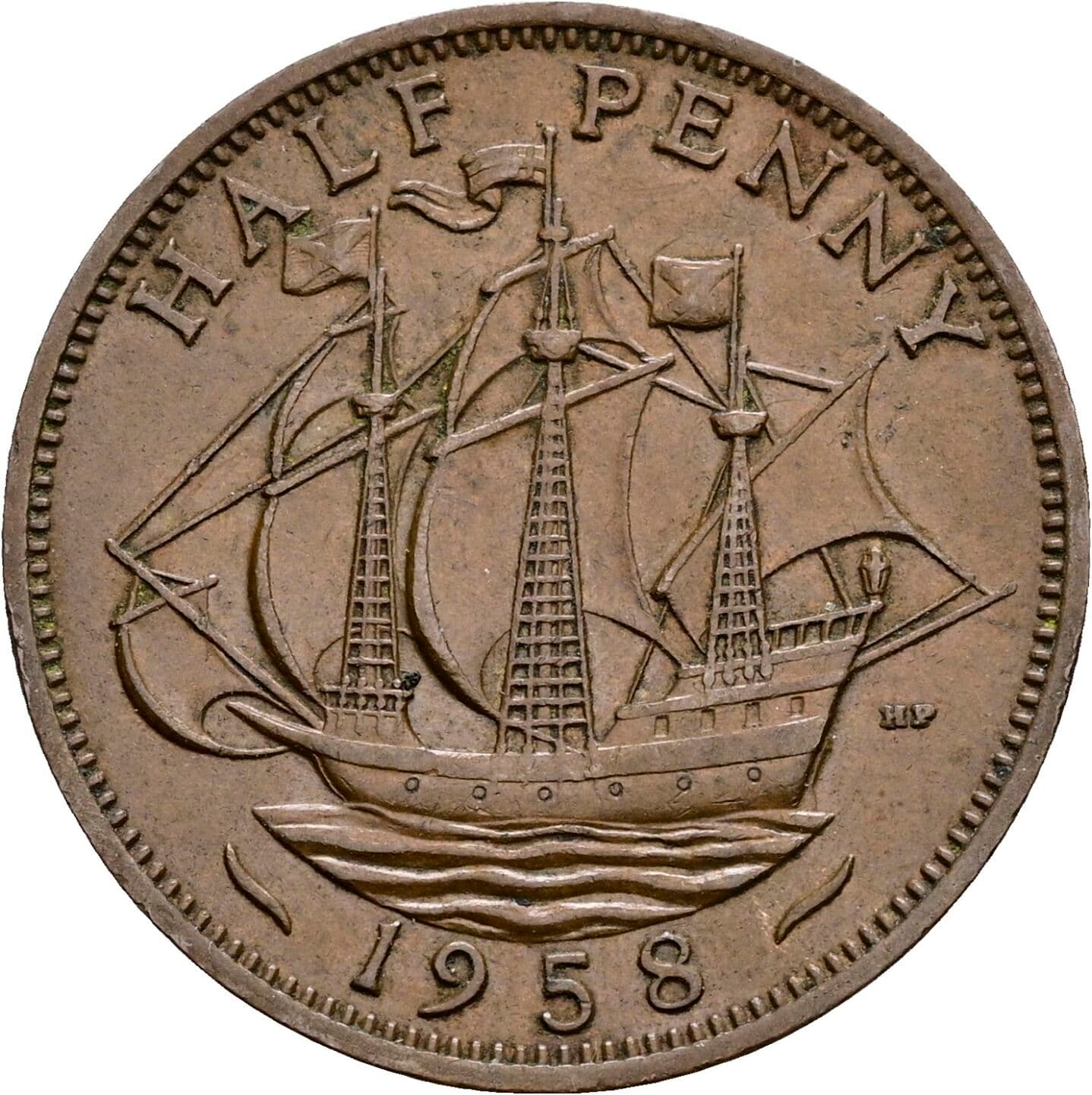 Half Penny Elisabeth II. 1952-2022 1958 – Rückseite
