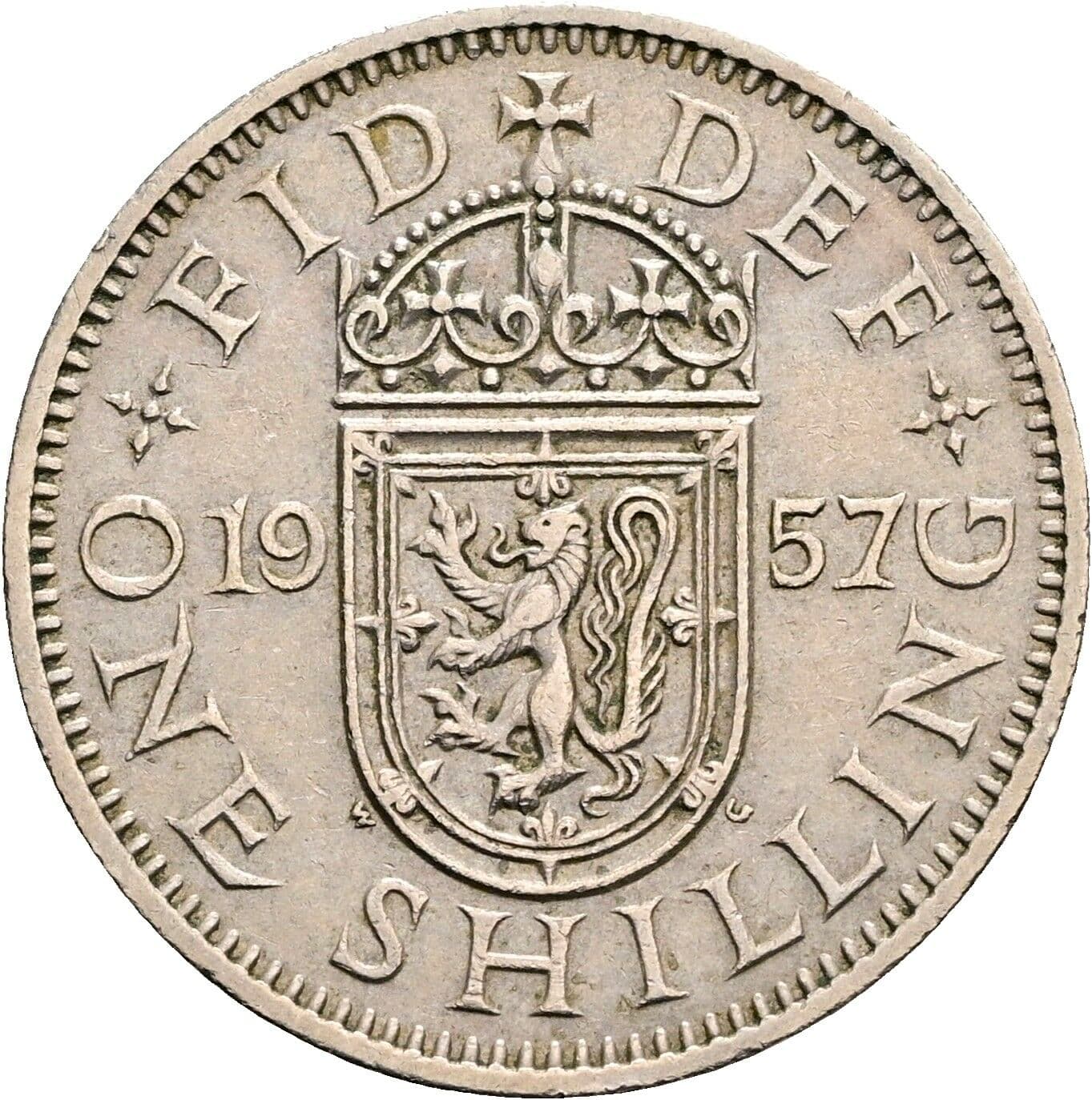 1 Shilling Elisabeth II. 1952-2022 1957 – Rückseite