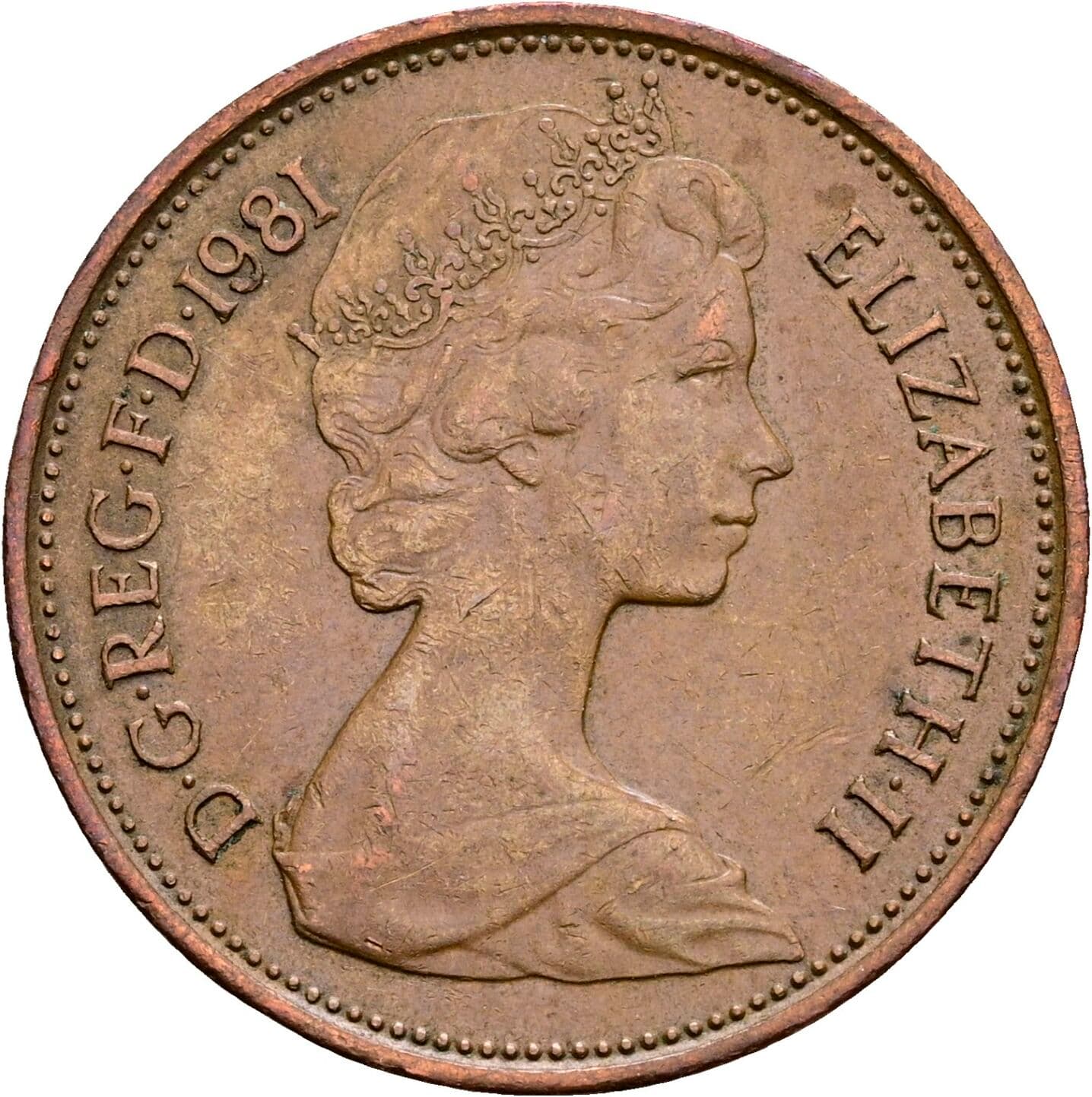 2 New Pence Elisabeth II. 1952-2022 1981 – Vorderseite