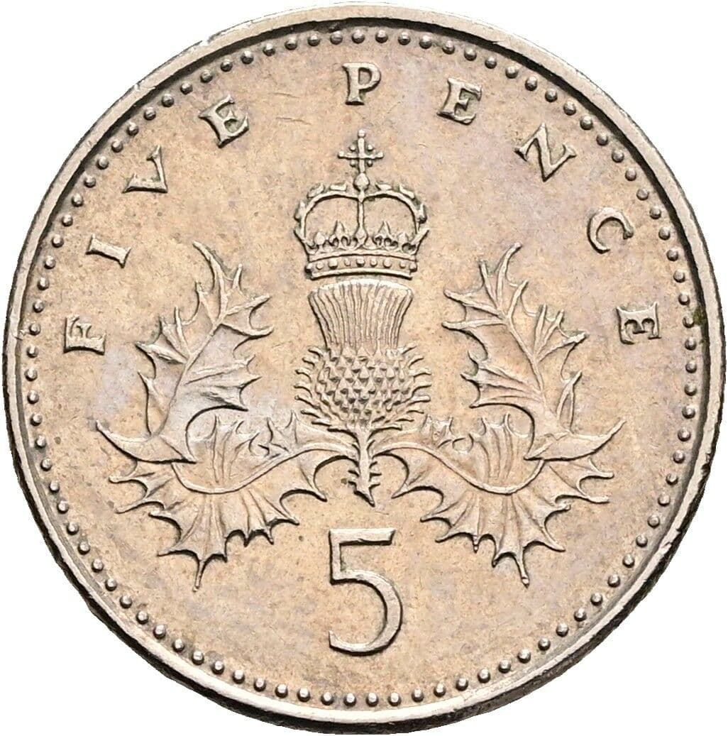 5 Pence Elisabeth II. 1952-2022 1990 – Rückseite