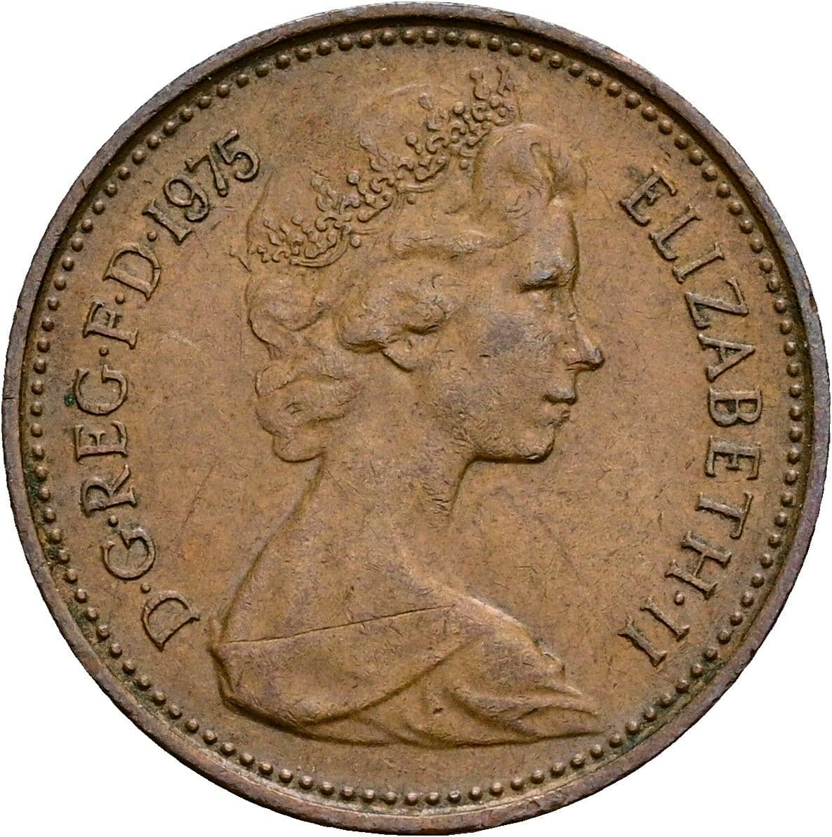 1 New Penny Elisabeth II. 1952-2022 1975 – Vorderseite