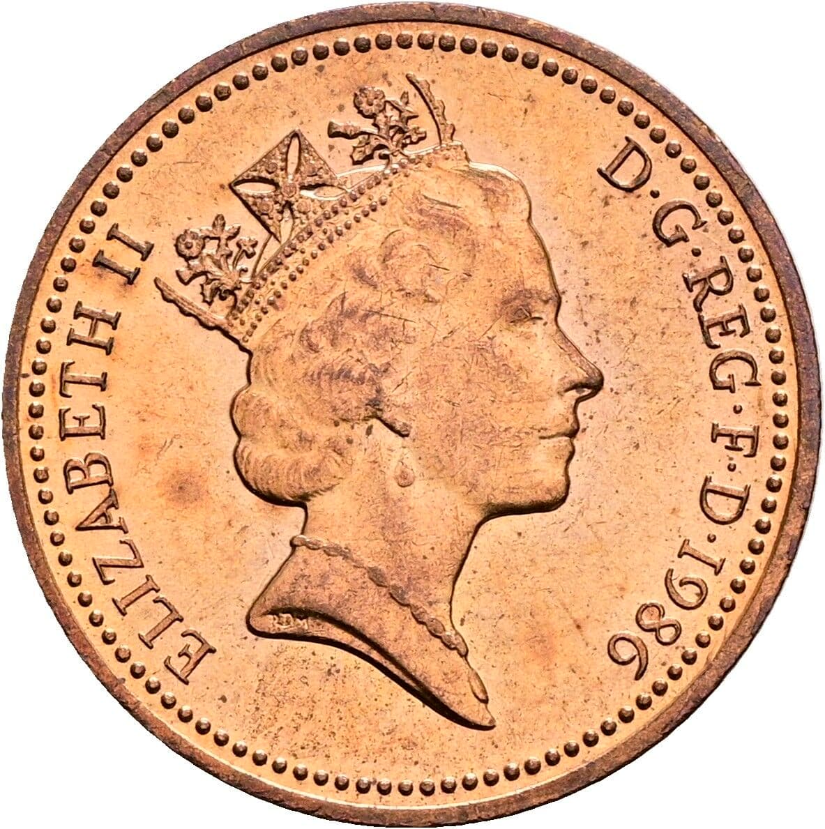 1 Penny Elisabeth II. 1952-2022 1986 – Vorderseite
