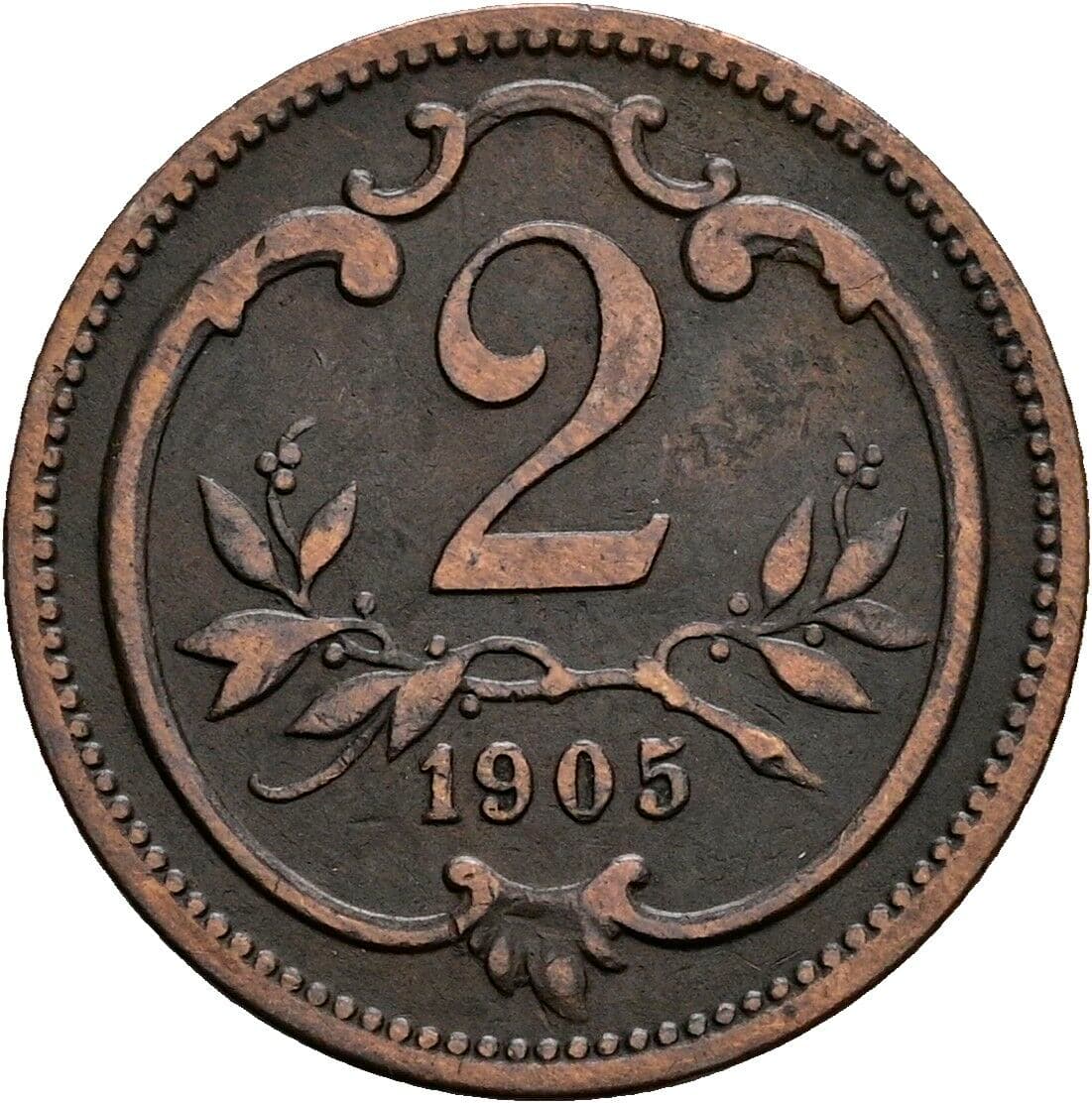 2 Heller Franz Joseph I. 1848-1916 1905 – Vorderseite