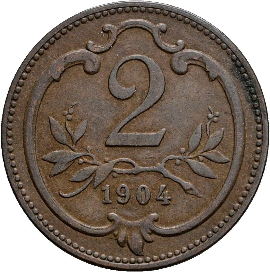 2 Heller Franz Joseph I. 1848-1916 1904 – Vorderseite