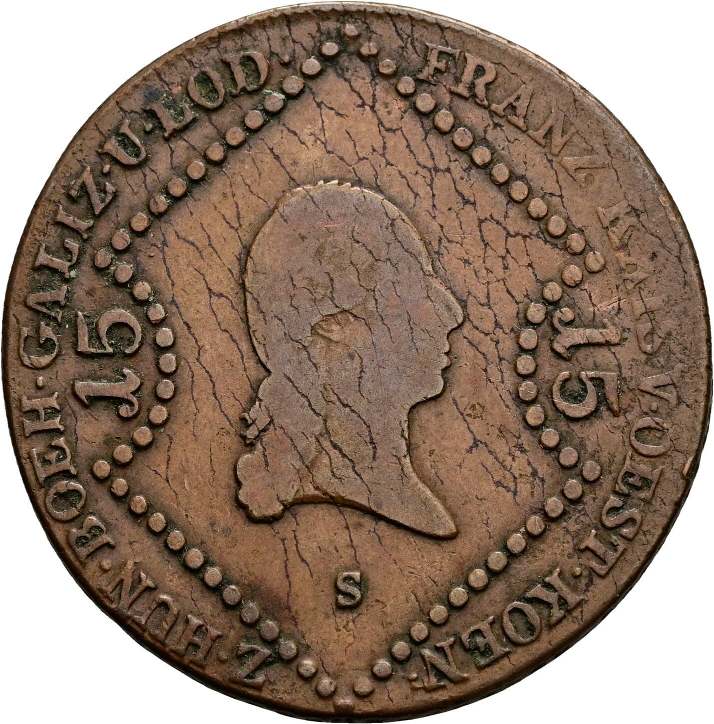 15 Kreuzer Franz II.(I.) 1792-1835 1807 S, Schmöllnitz – Vorderseite