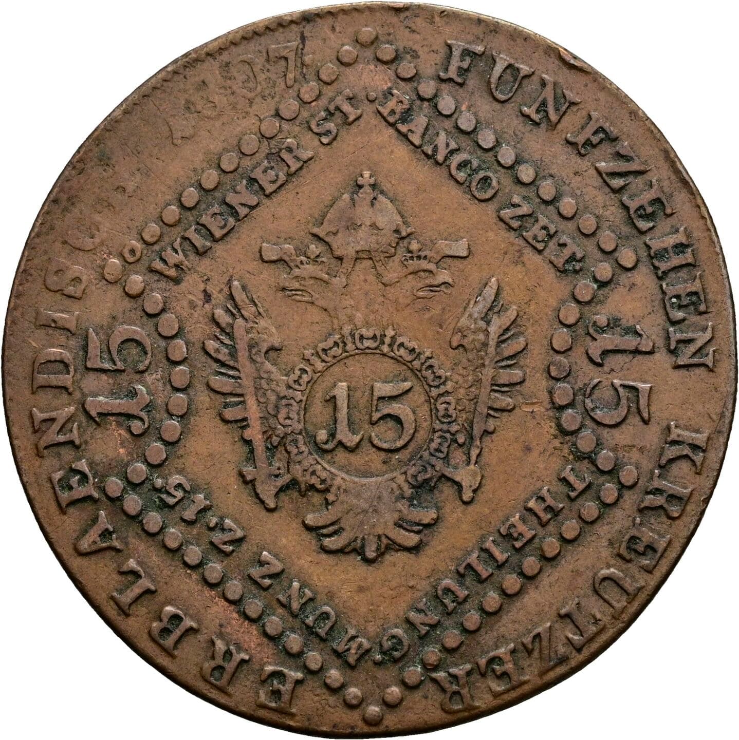 15 Kreuzer Franz II.(I.) 1792-1835 1807 S, Schmöllnitz – Rückseite