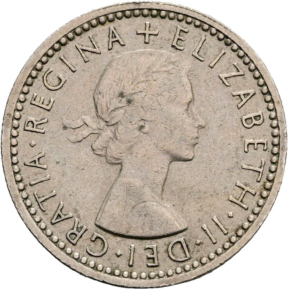 6 Pence Elisabeth II. 1952-2022 1962 – Vorderseite