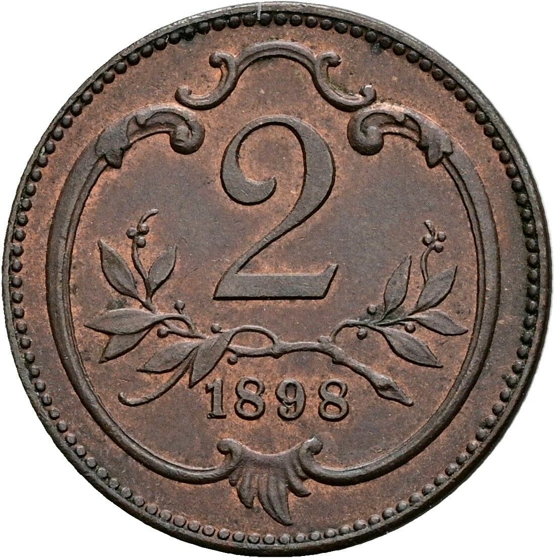 2 Heller Franz Joseph I. 1848-1916 1898 – Vorderseite