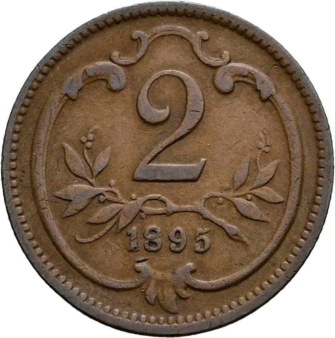 2 Heller Franz Joseph I. 1848-1916 1895 – Vorderseite