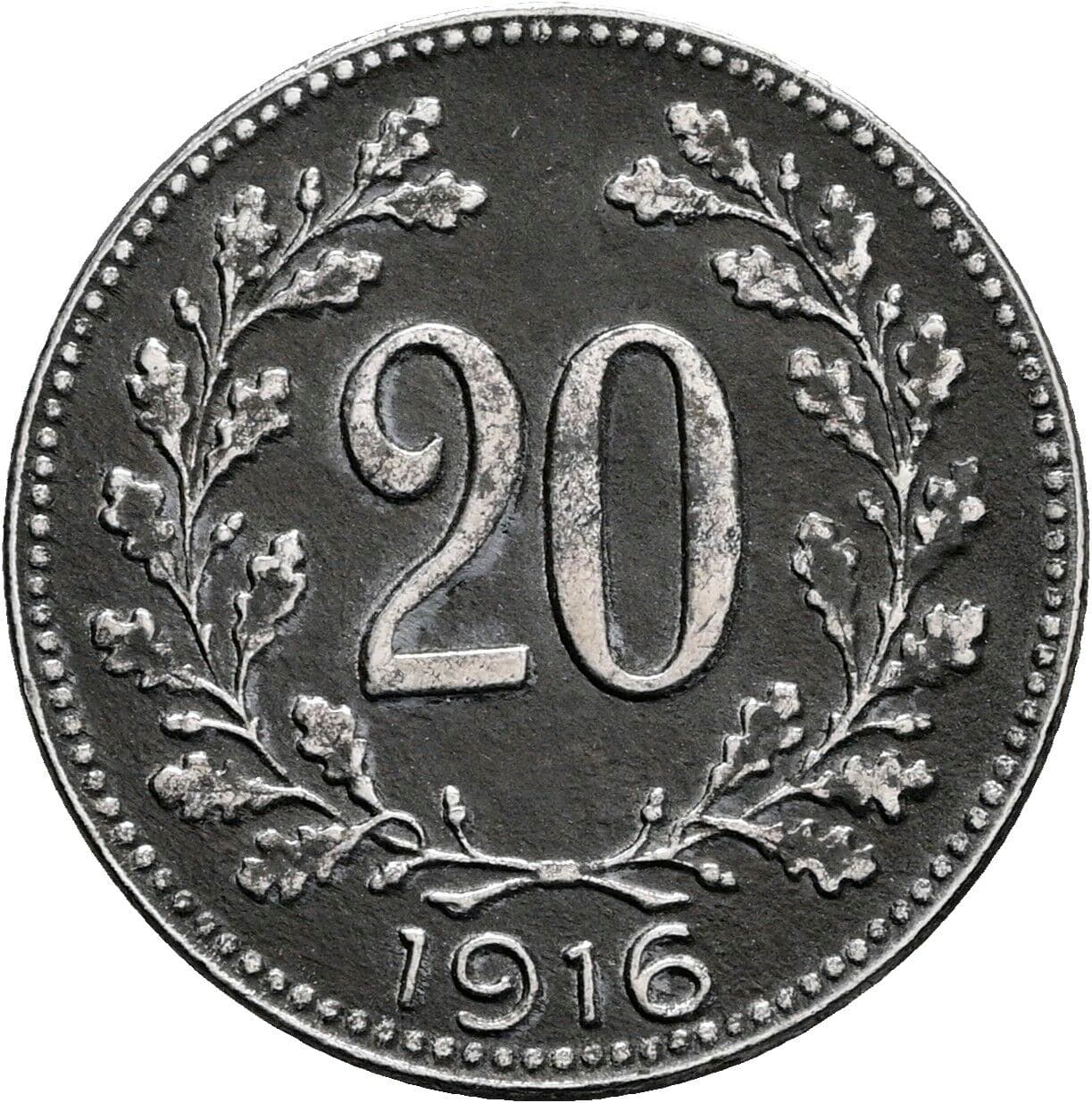 20 Heller Franz Joseph I. 1848-1916 1916 – Vorderseite
