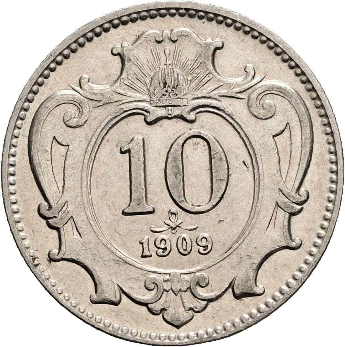 10 Heller Franz Joseph I. 1848-1916 1909 – Vorderseite