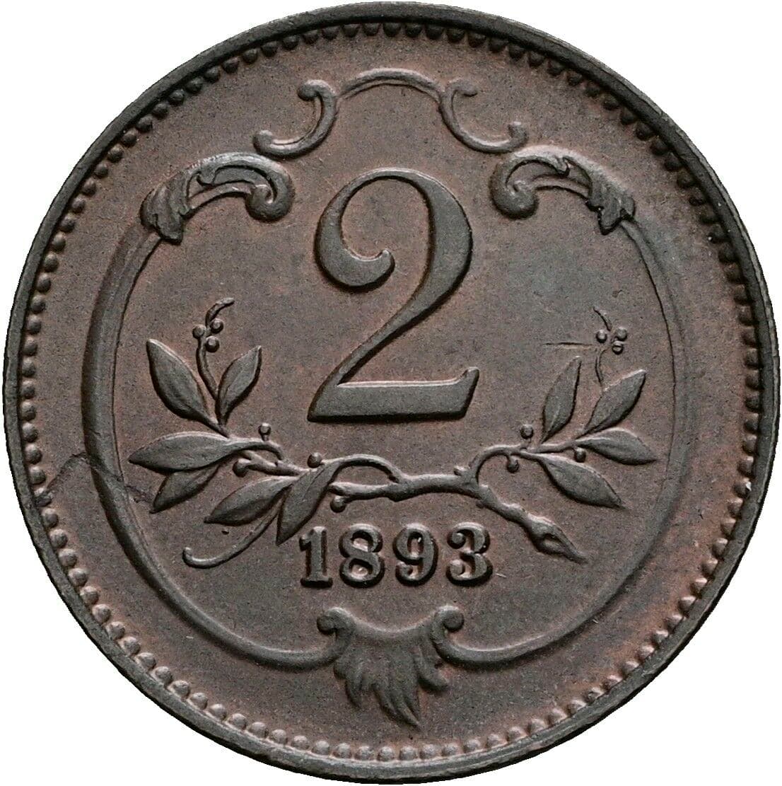 2 Heller Franz Joseph I. 1848-1916 1893 – Vorderseite