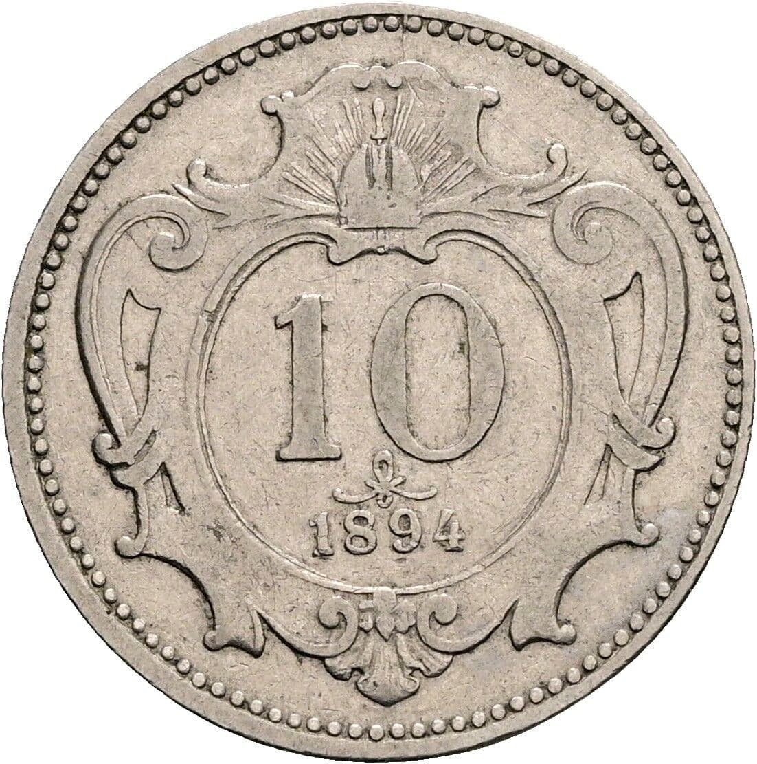 10 Heller Franz Joseph I. 1848-1916 1894 – Vorderseite