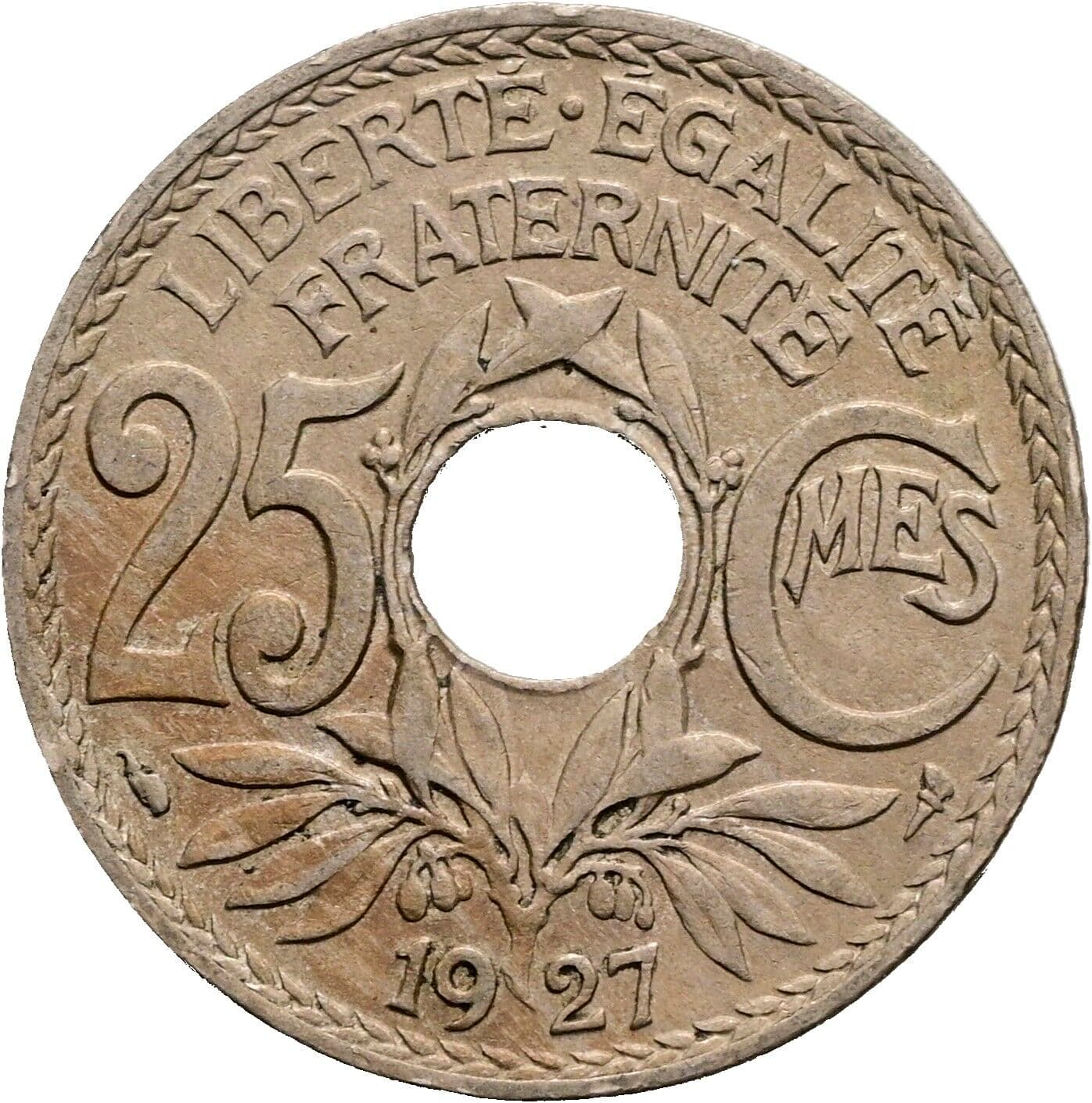 25 Centimes 1927 – Vorderseite