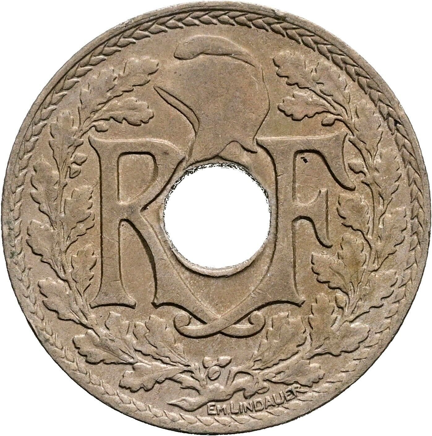 25 Centimes 1927 – Rückseite