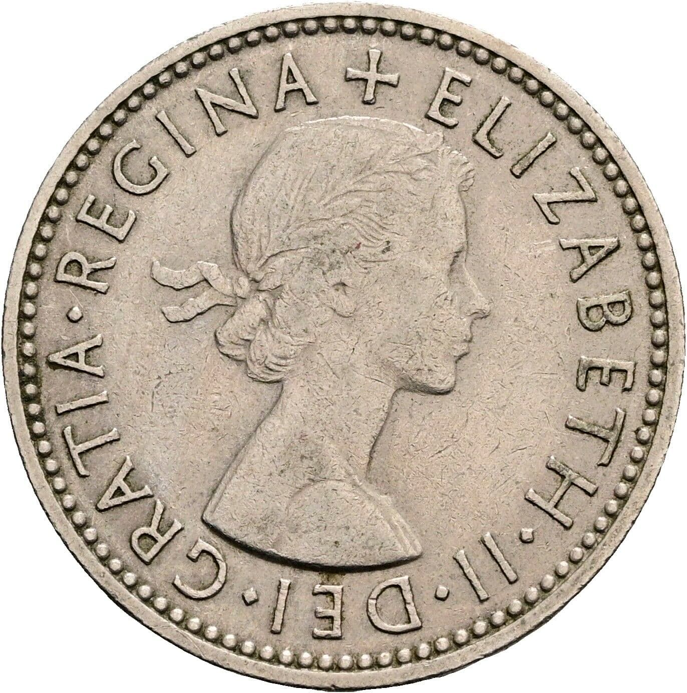1 Shilling Elisabeth II. 1952-2022 1958 – Vorderseite