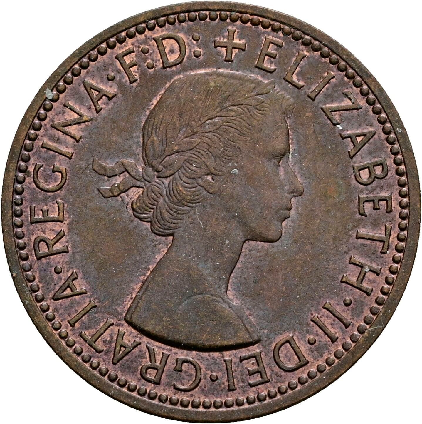 Half Penny Elisabeth II. 1952-2022 1967 – Vorderseite
