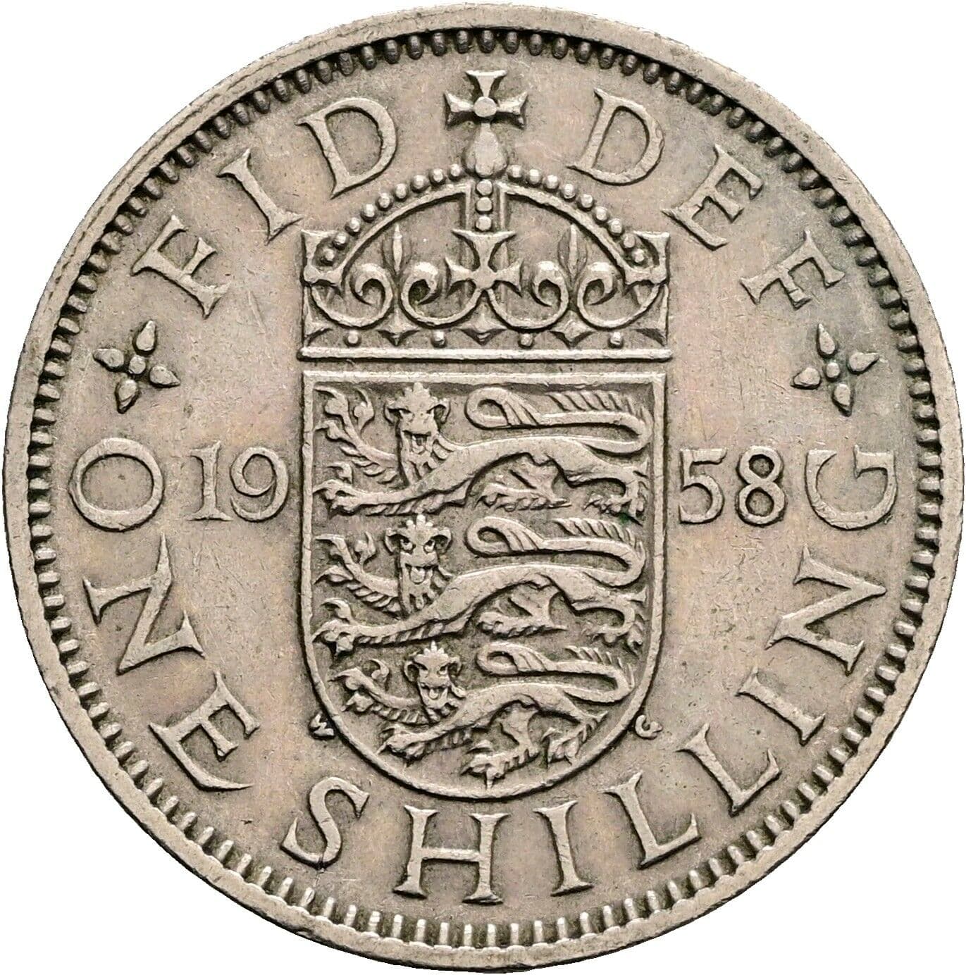 1 Shilling Elisabeth II. 1952-2022 1958 – Rückseite