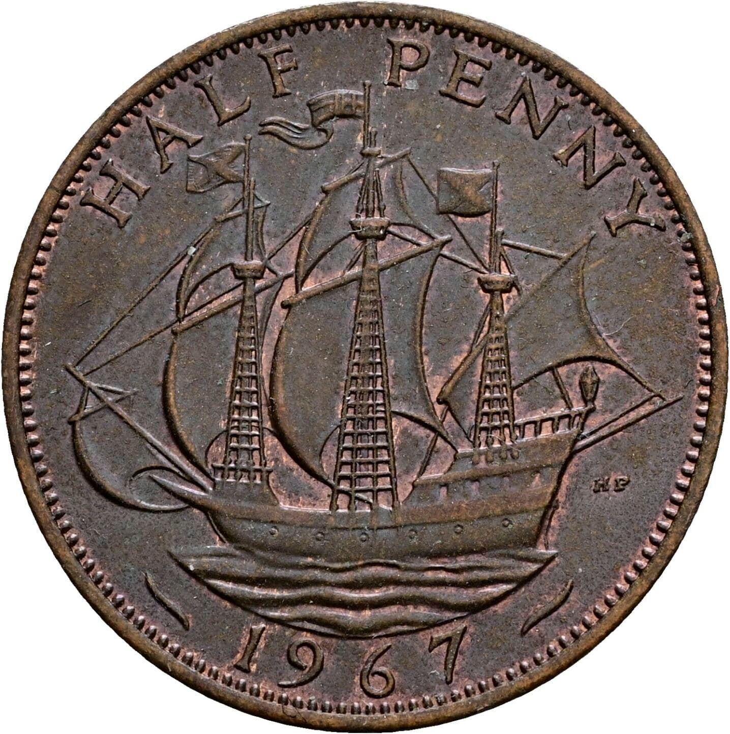 Half Penny Elisabeth II. 1952-2022 1967 – Rückseite