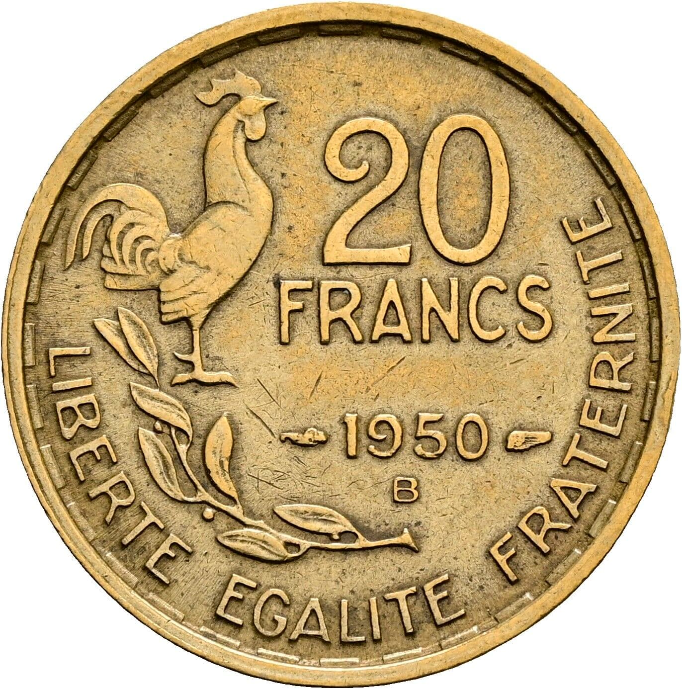 20 Francs 1950 B – Rückseite