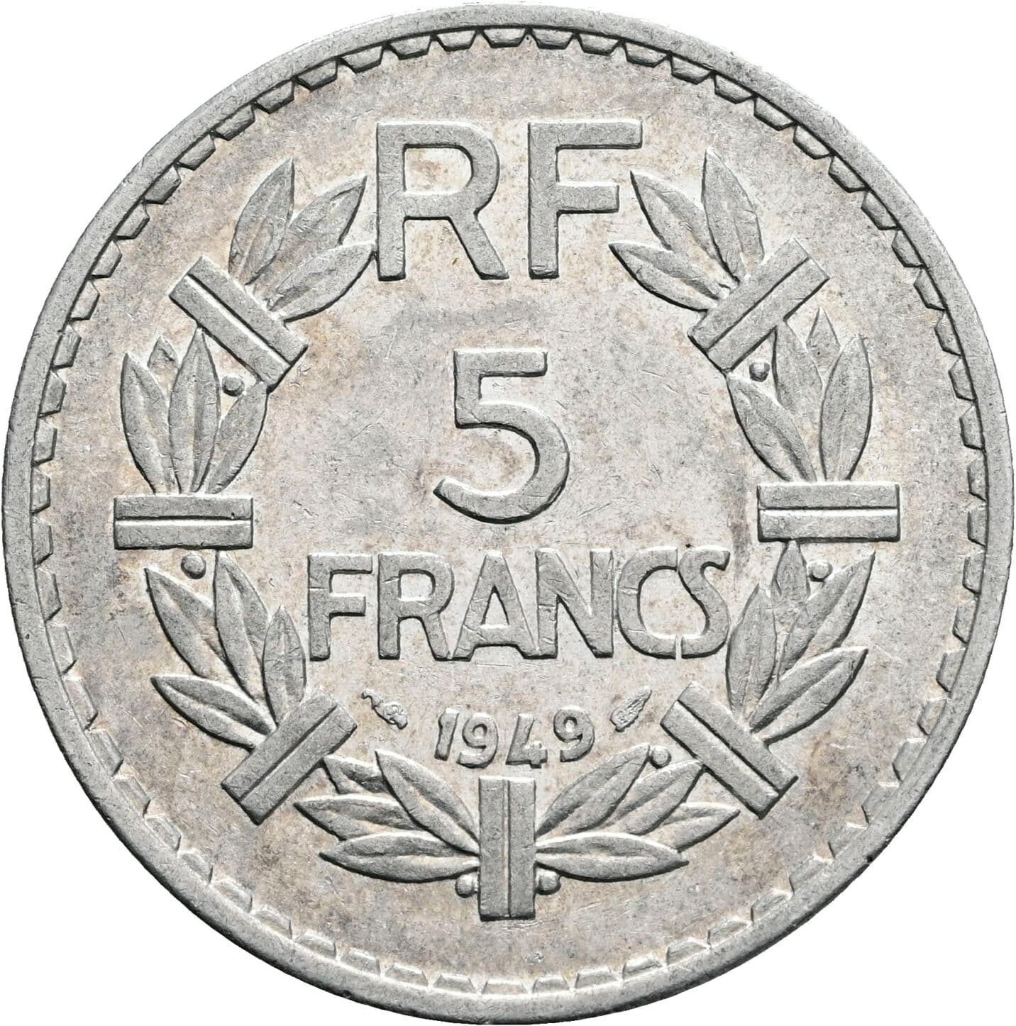5 Francs 1949 – Rückseite