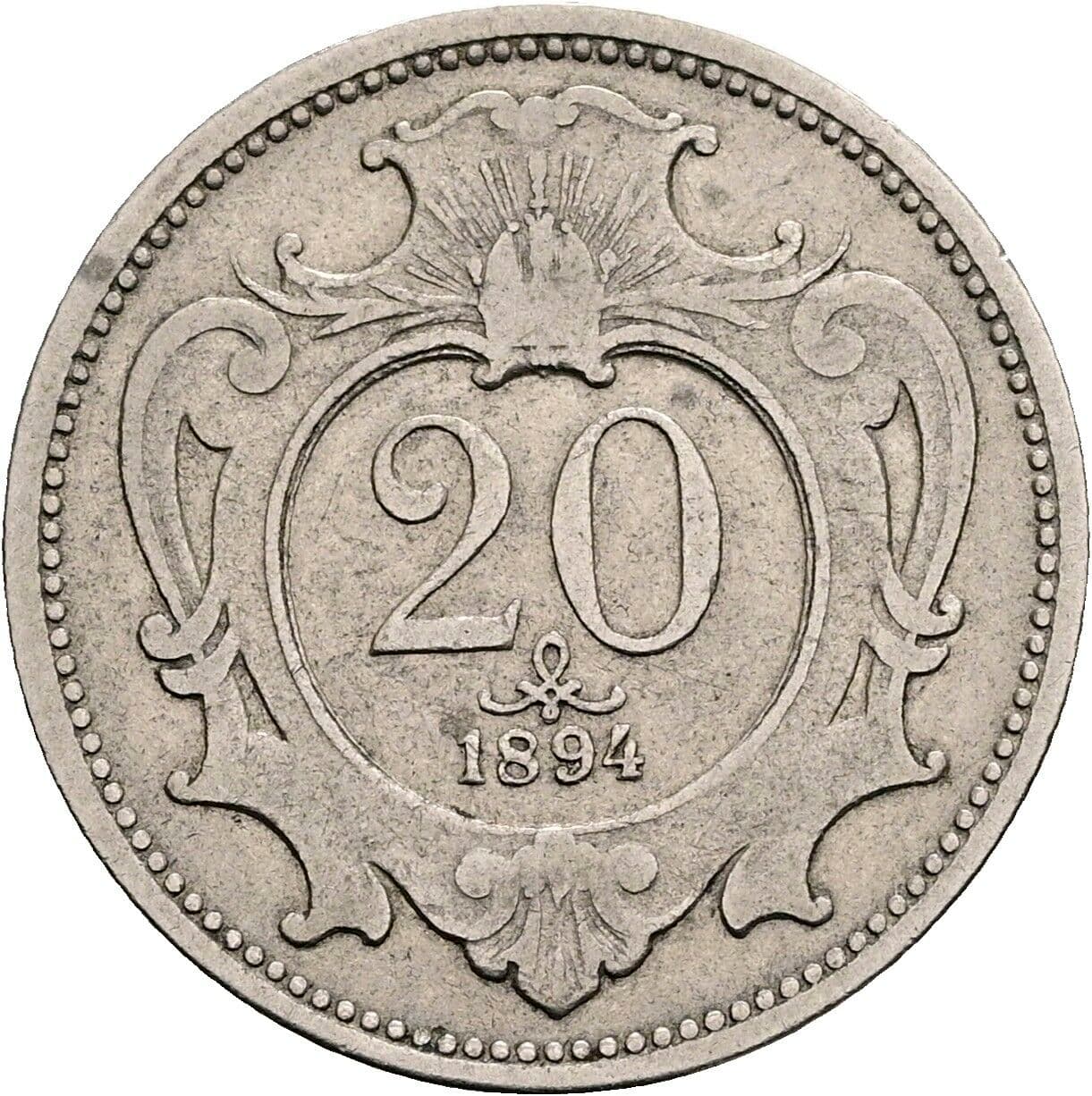 20 Heller Franz Joseph I. 1848-1916 1894 – Vorderseite