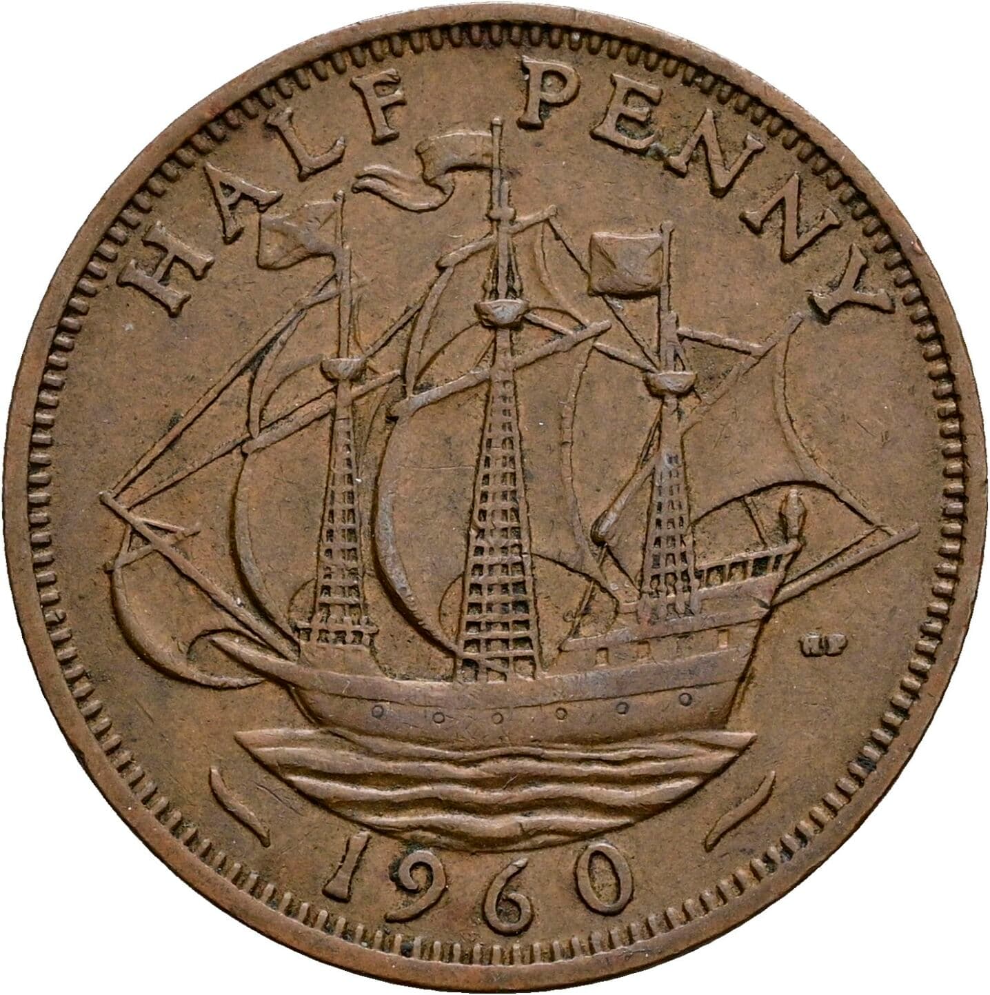 Half Penny Elisabeth II. 1952-2022 1960 – Rückseite