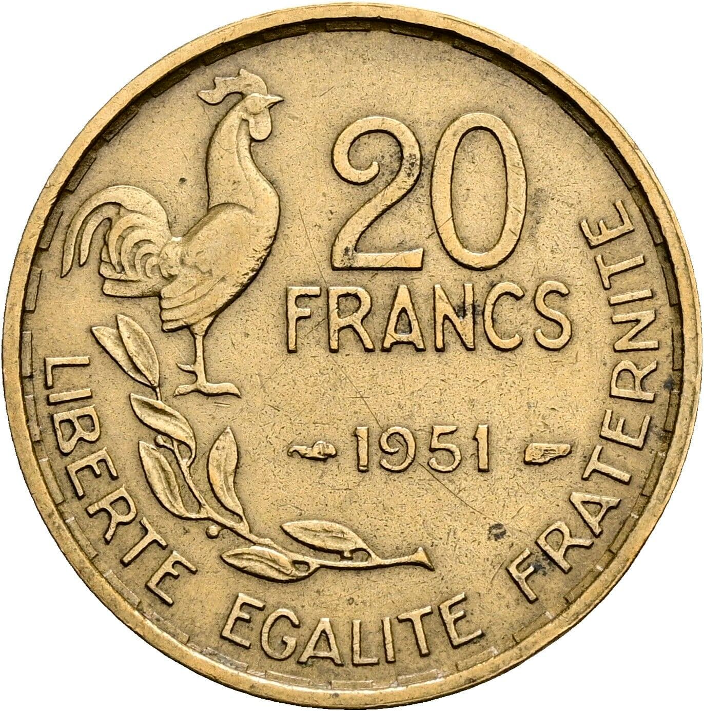 20 Francs 1951 – Vorderseite