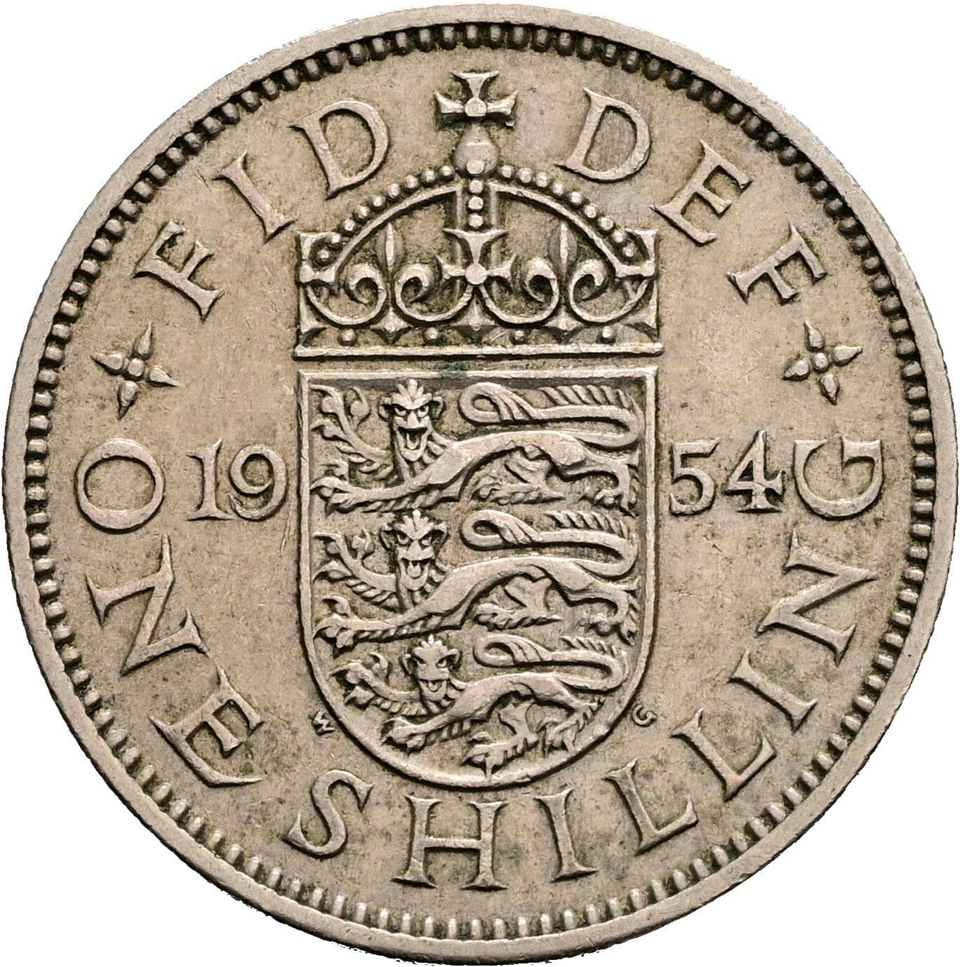 1 Shilling Elisabeth II. 1952-2022 1954 – Rückseite