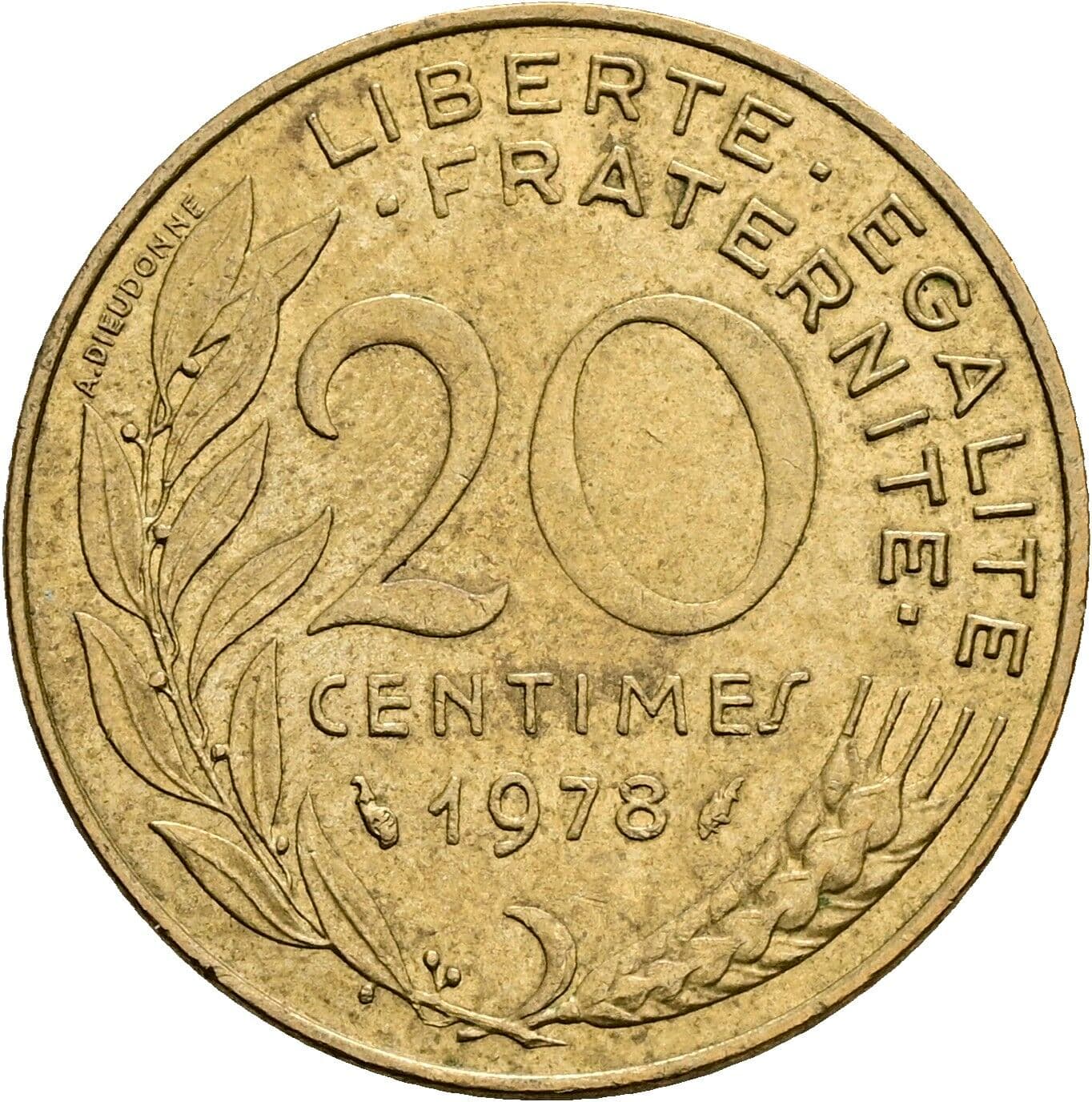 20 Centimes 1978 – Rückseite