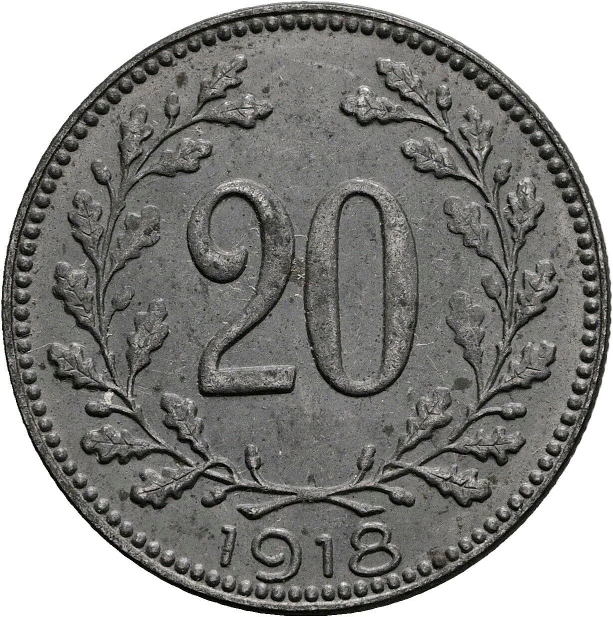 20 Heller Karl I., 1916-1918 1918 – Vorderseite