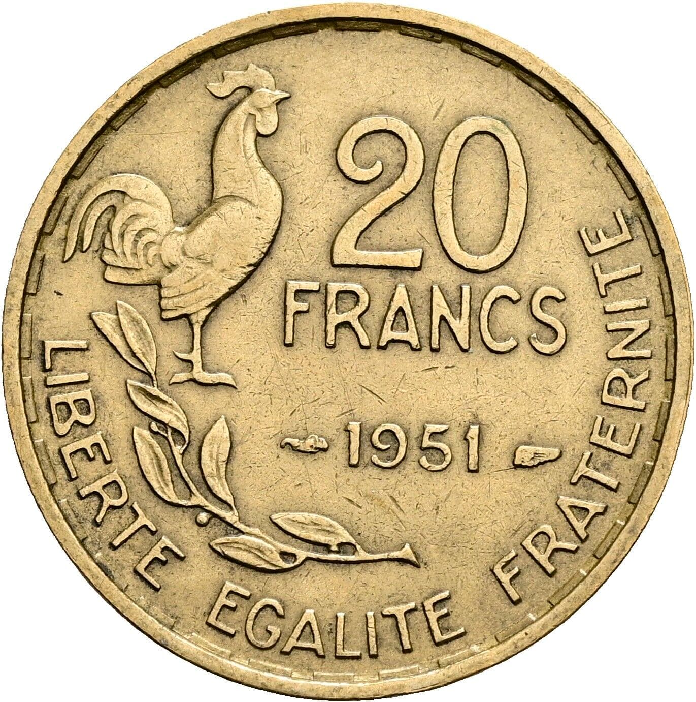 20 Francs 1951 – Vorderseite