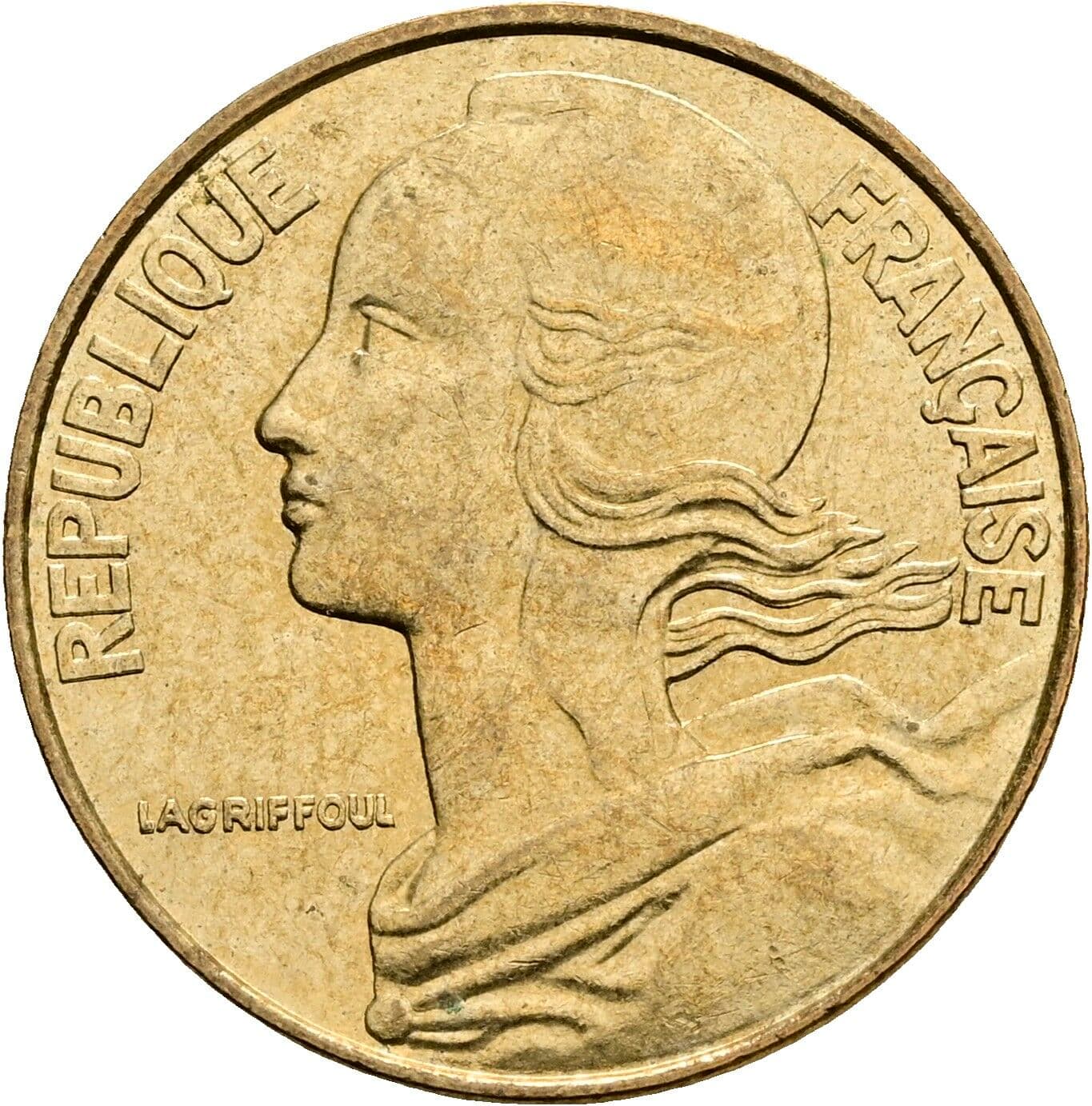 20 Centimes 1992 – Rückseite