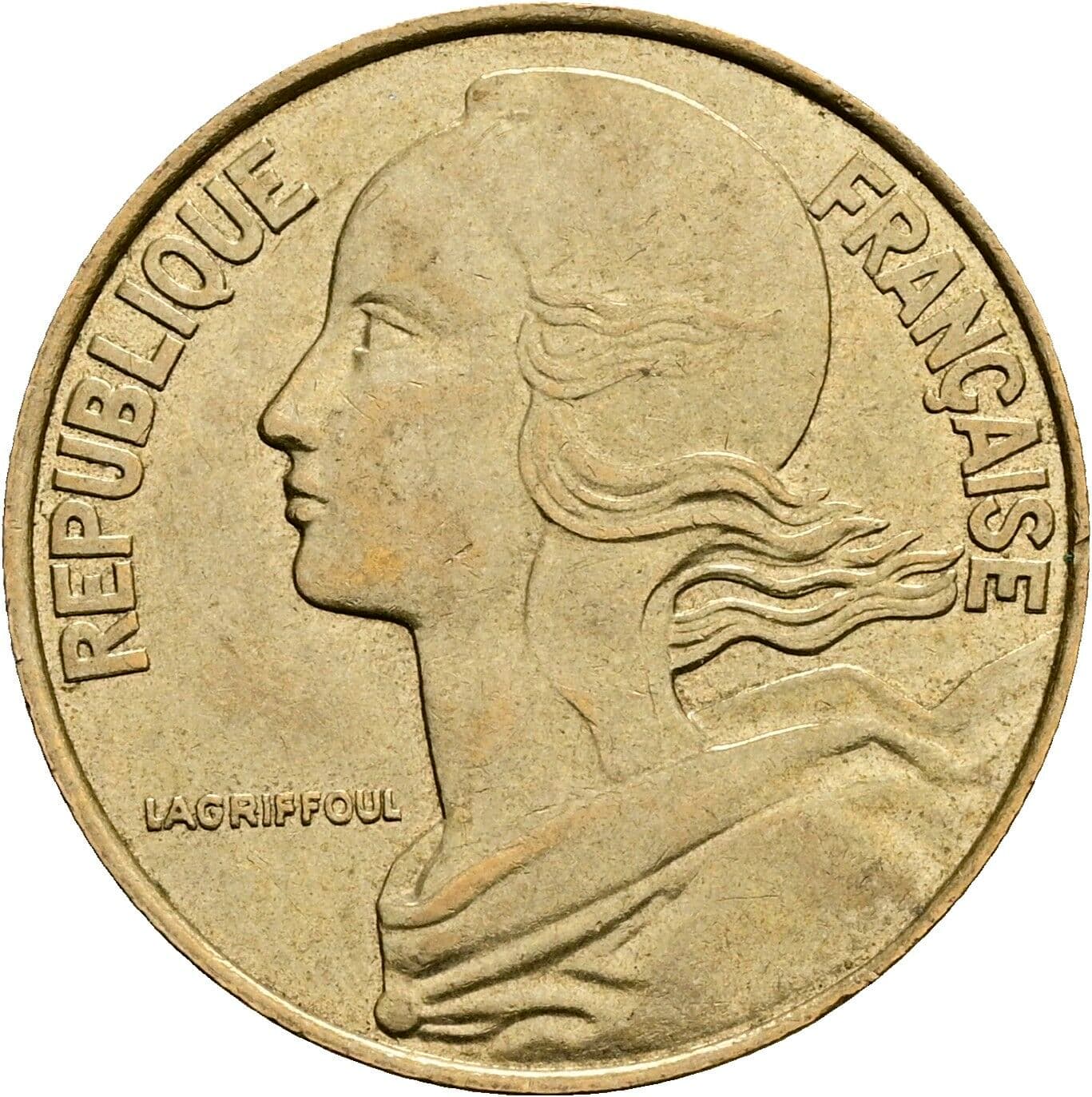 20 Centimes 1988 – Rückseite