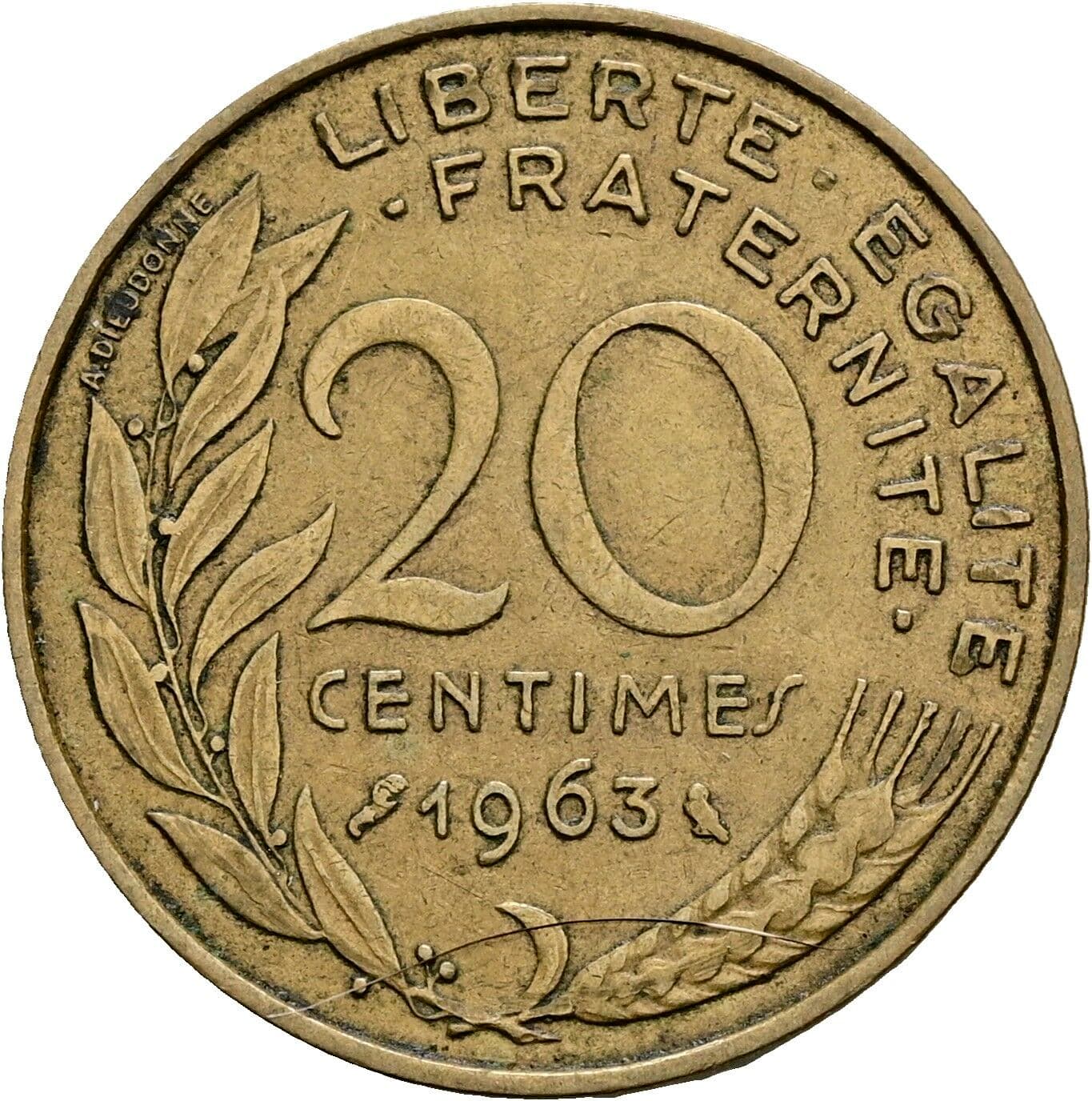 20 Centimes 1963 – Vorderseite