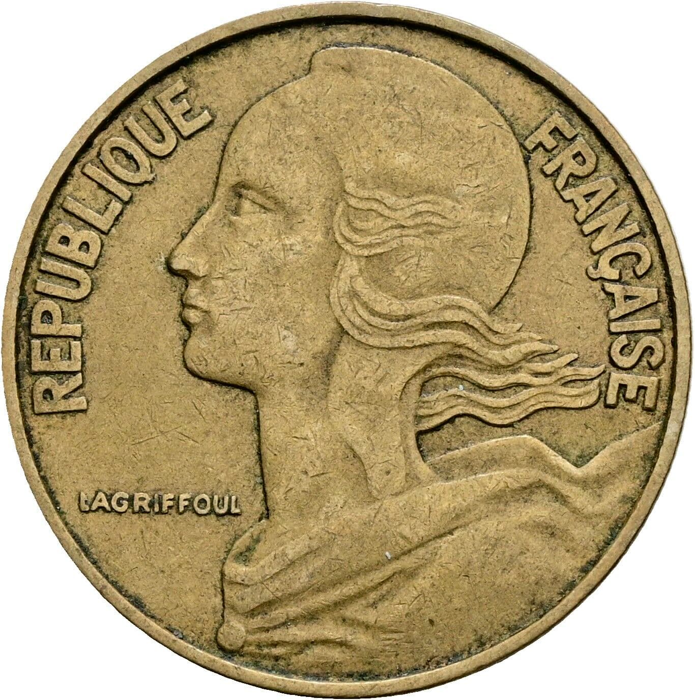 20 Centimes 1963 – Rückseite