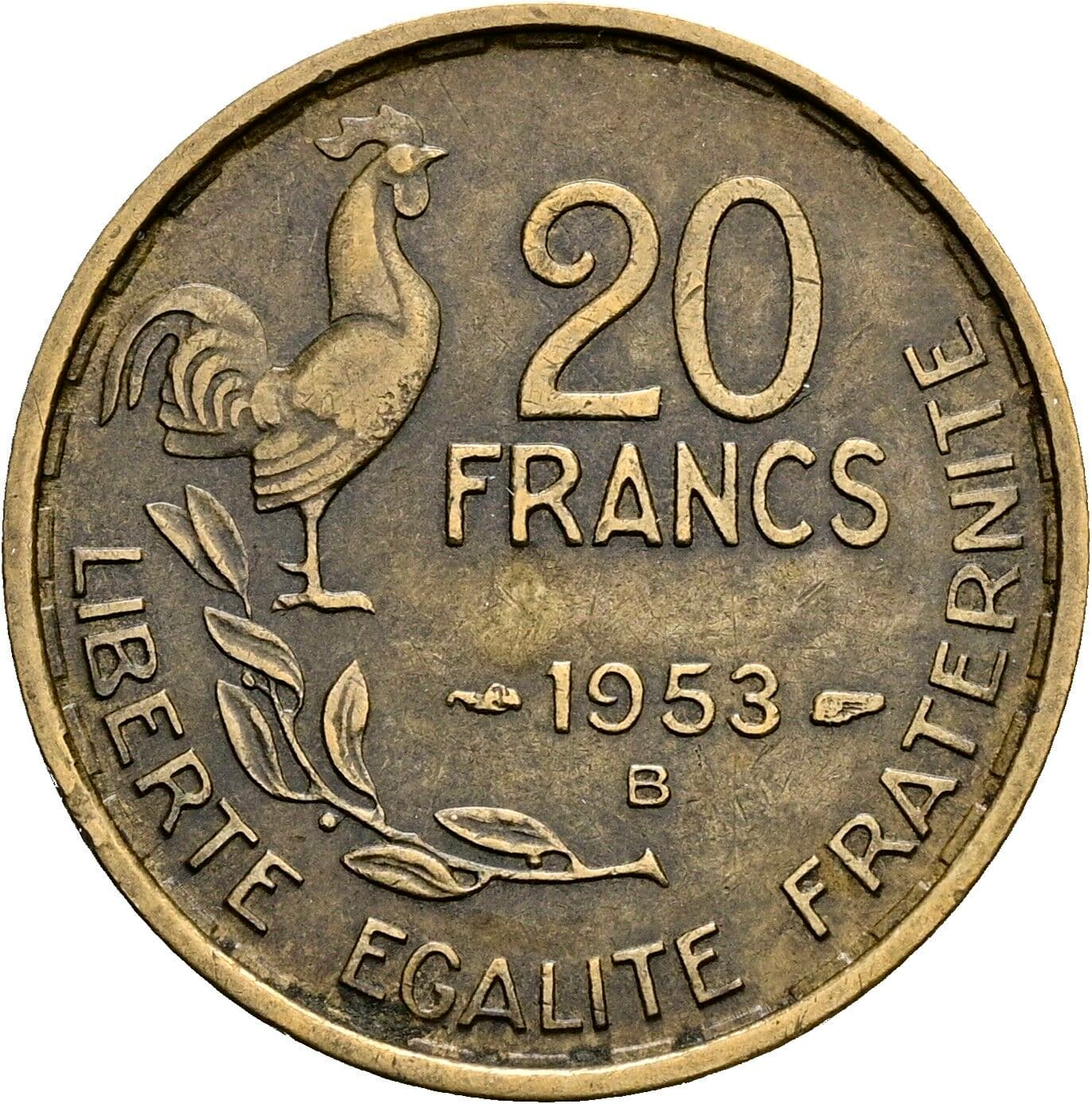 20 Francs 1953 B – Vorderseite