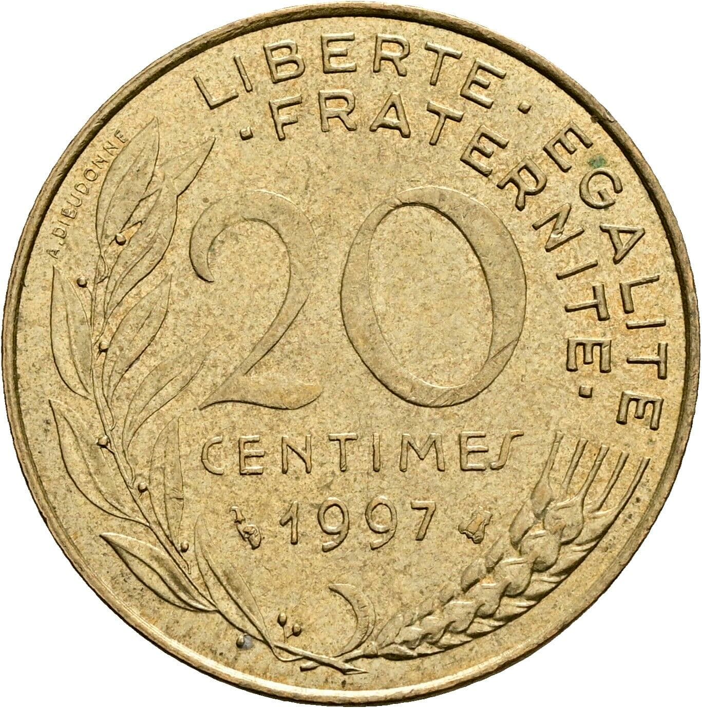 20 Centimes 1997 – Vorderseite