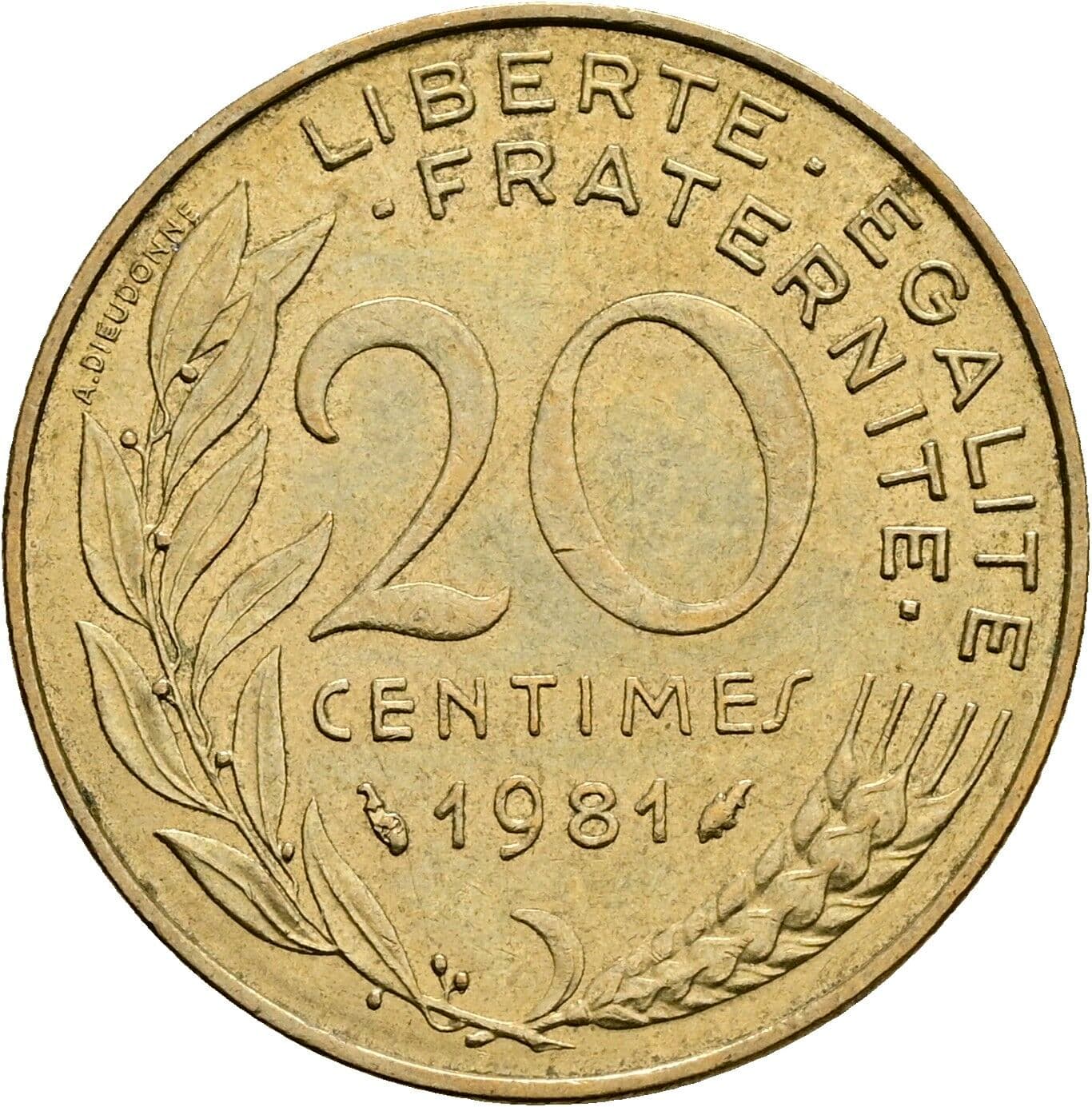 20 Centimes 1981 – Rückseite