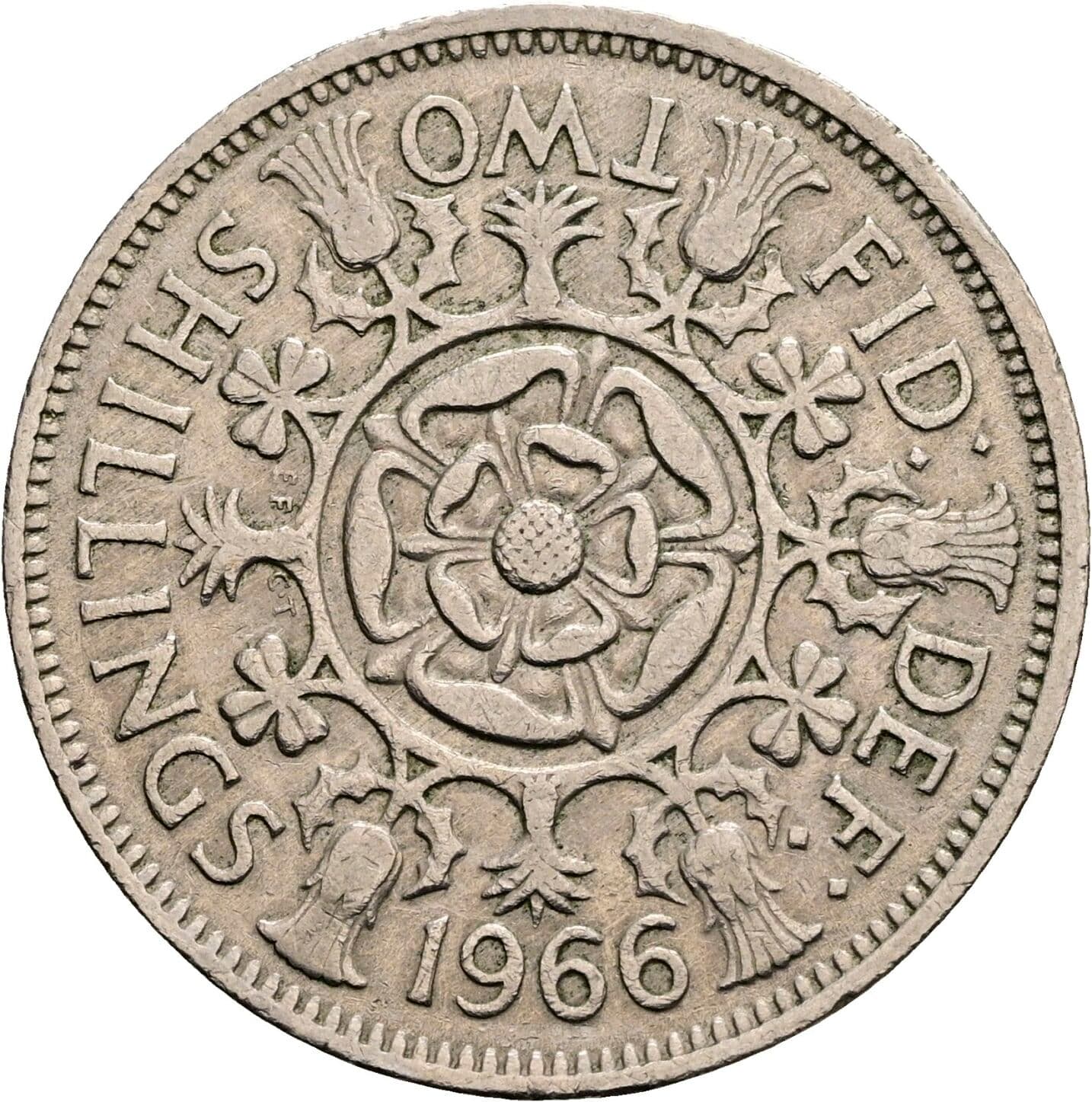 2 Shillings Elizabeth II. 1966 – Rückseite