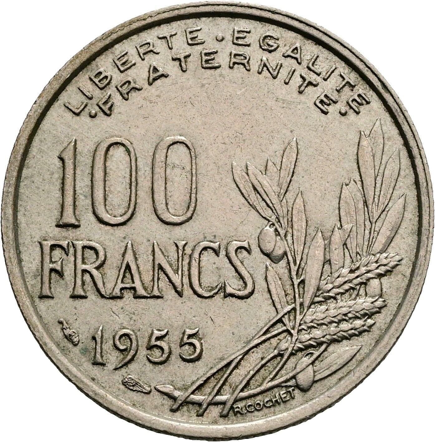 100 Francs 1955 – Rückseite