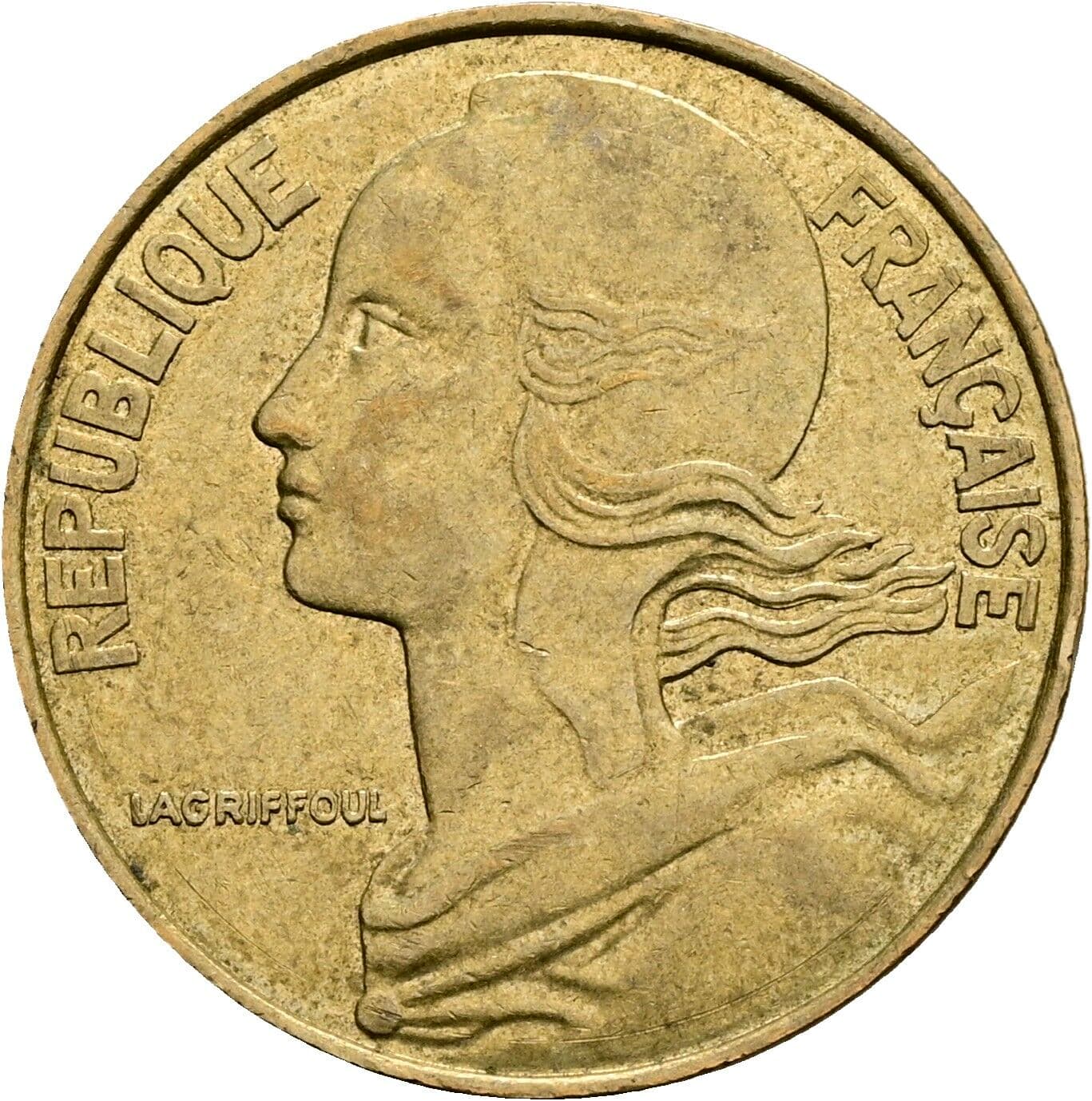 20 Centimes 1988 – Rückseite