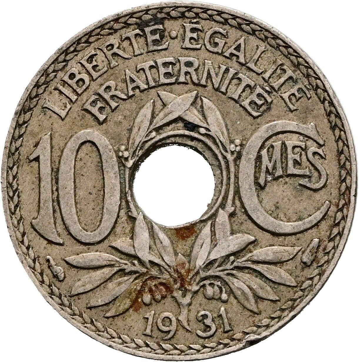10 Centimes 1931 – Vorderseite