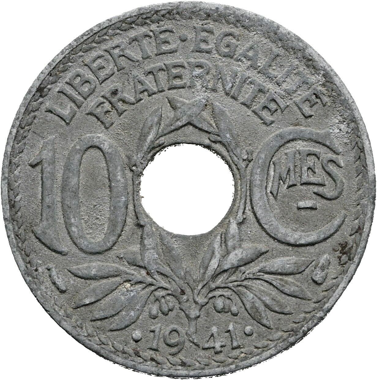 10 Centimes 1941 – Vorderseite
